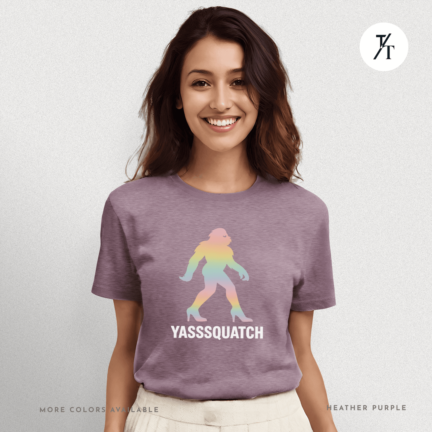 Yasssquatch: Pride Bigfoot Silhouette, Rainbow LGBTQ+ Cryptid Art- Graphic T-shirt