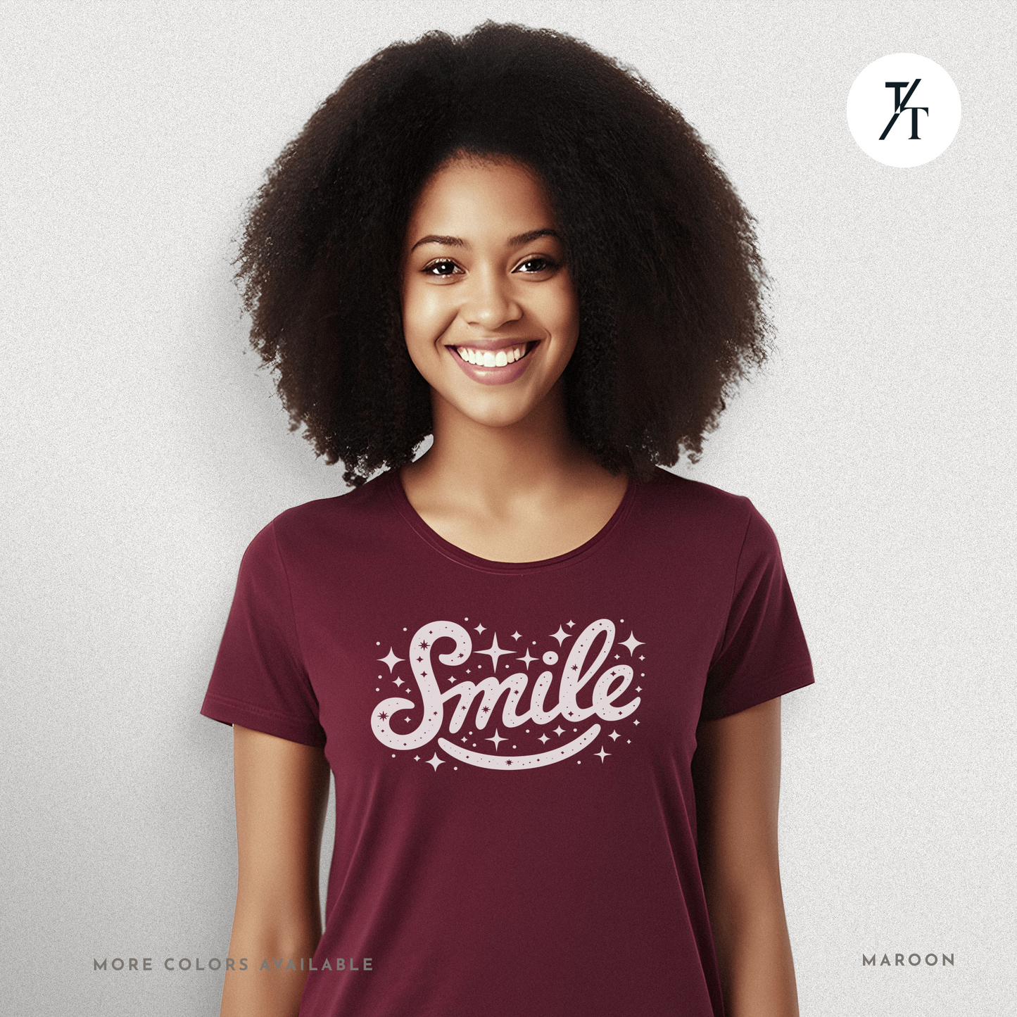 Smile T-Shirt – Retro Positive Graphic Tee with Sparkles