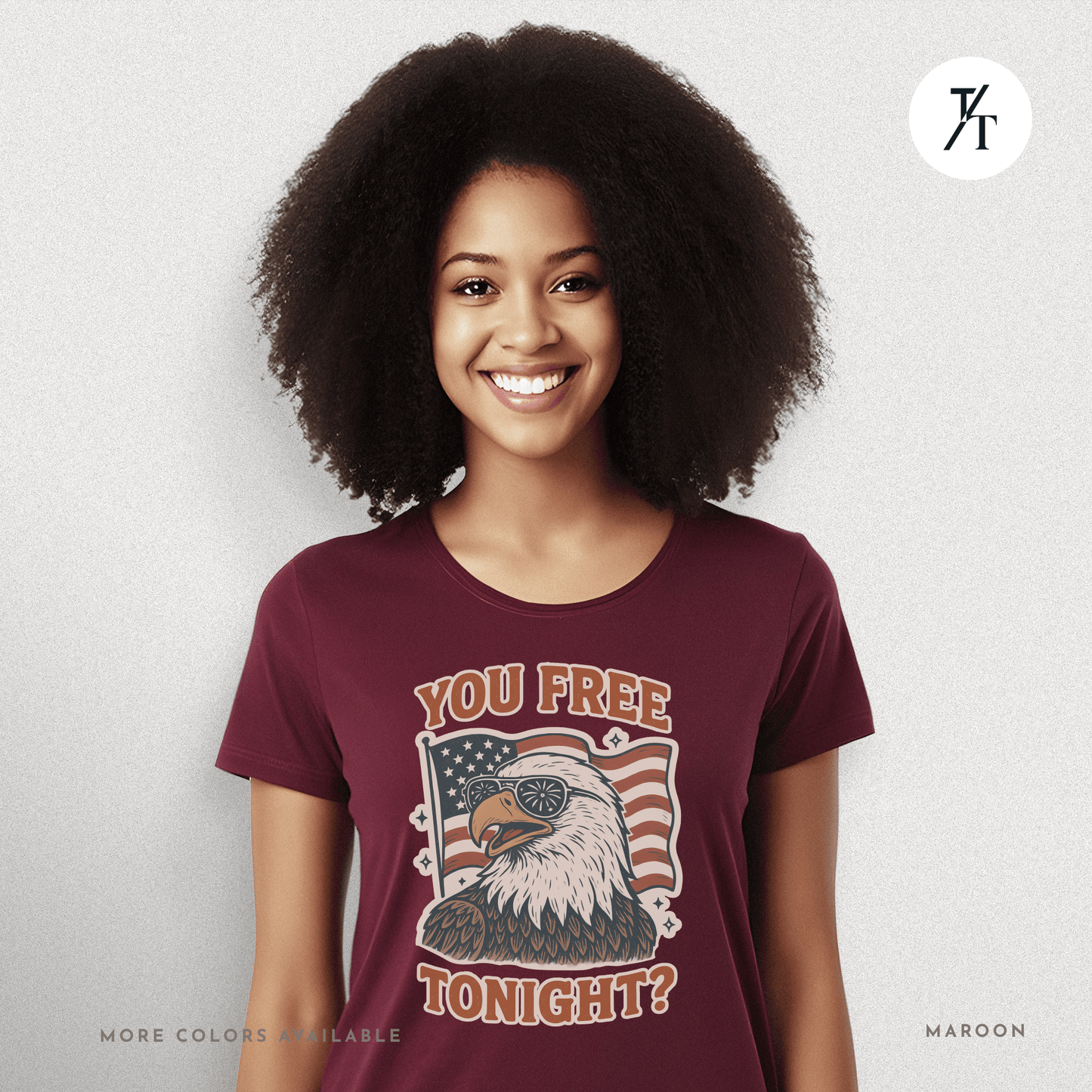 Funny Patriotic Eagle 'You Free Tonight?' 4th of July Independence Day Graphic Tee