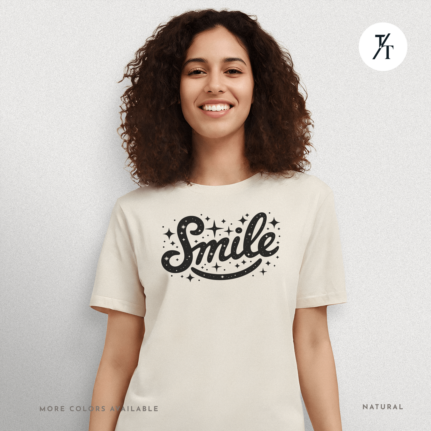 Smile T-Shirt – Retro Positive Graphic Tee with Sparkles