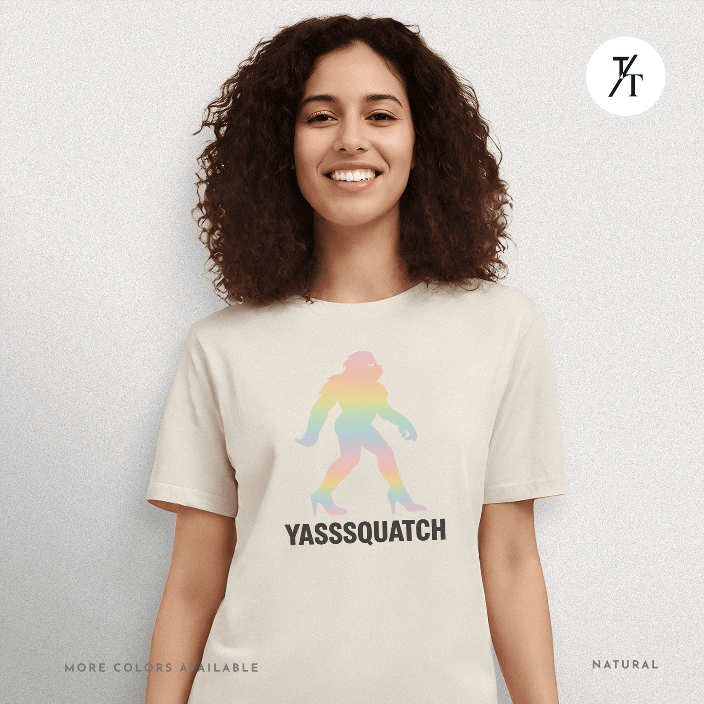 Yasssquatch: Pride Bigfoot Silhouette, Rainbow LGBTQ+ Cryptid Art- Graphic T-shirt