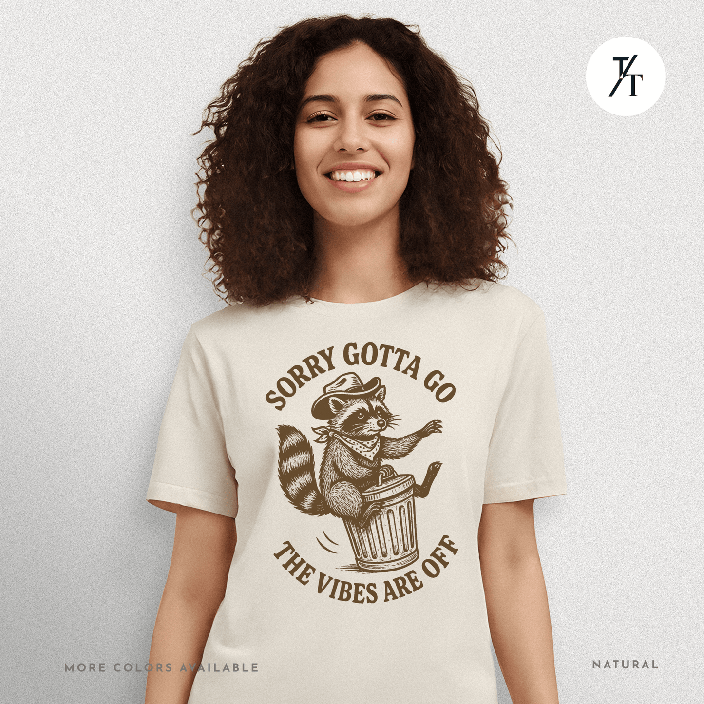 Raccoon Retreat: Cowboy Trash Panda, Retro Brown Cartoon- Graphic T-shirt