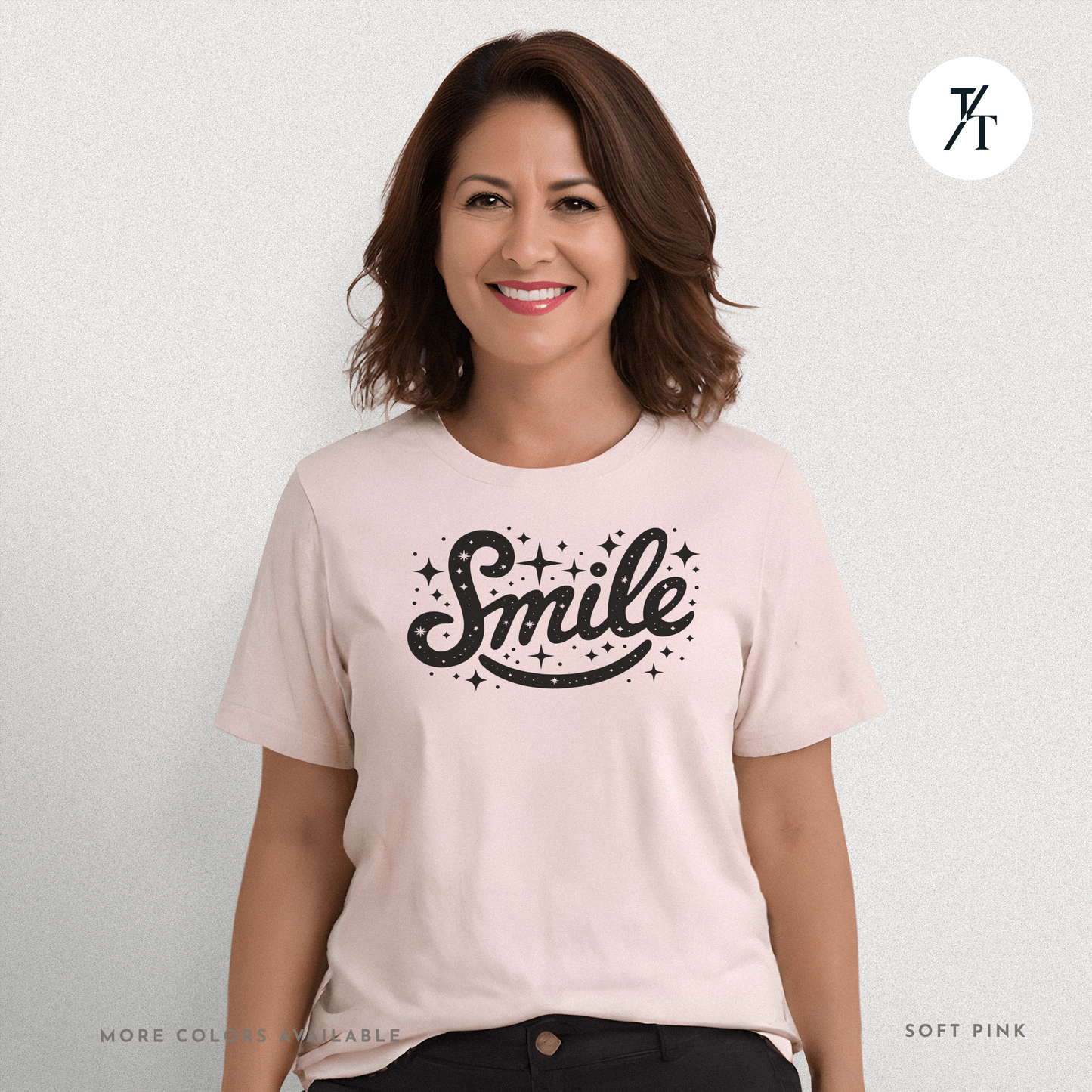 Smile T-Shirt – Retro Positive Graphic Tee with Sparkles