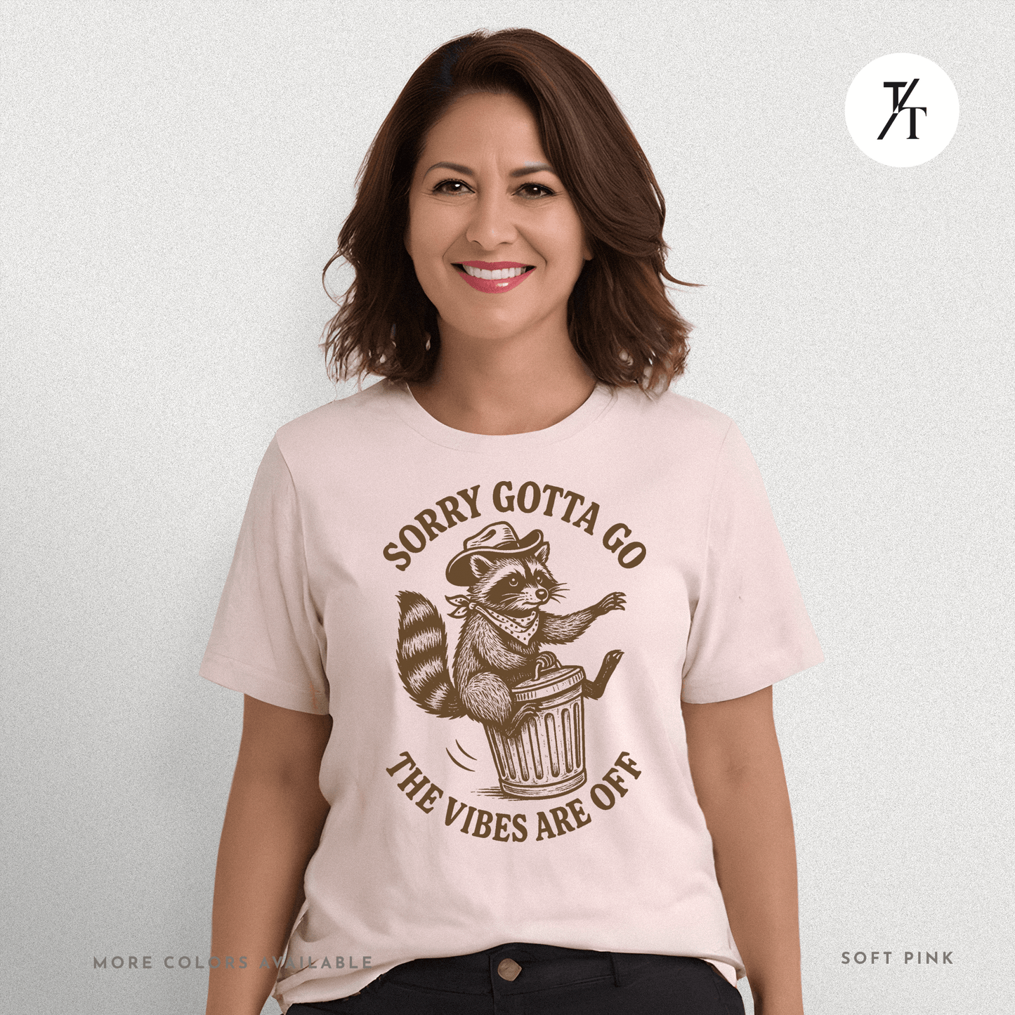Raccoon Retreat: Cowboy Trash Panda, Retro Brown Cartoon- Graphic T-shirt