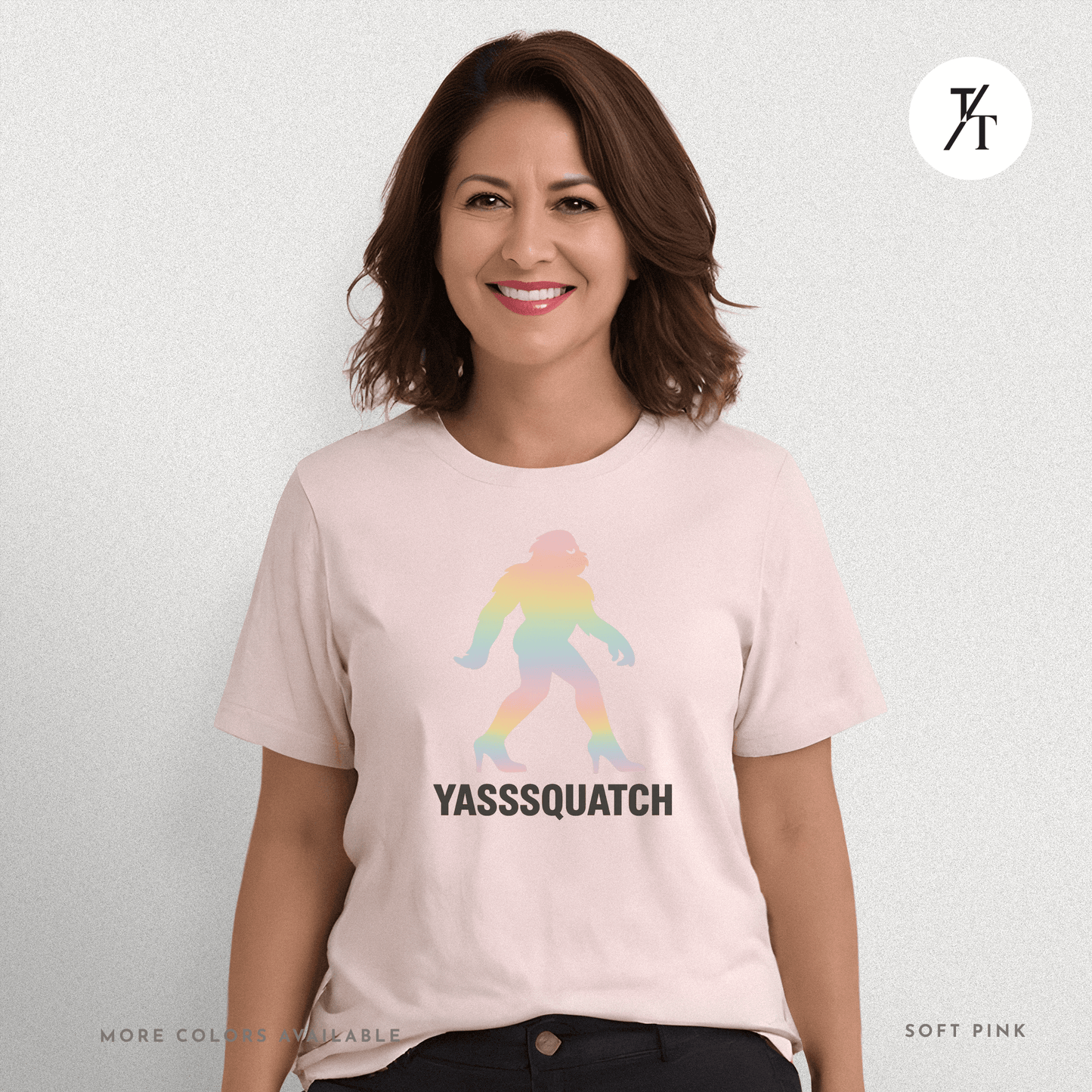Yasssquatch: Pride Bigfoot Silhouette, Rainbow LGBTQ+ Cryptid Art- Graphic T-shirt