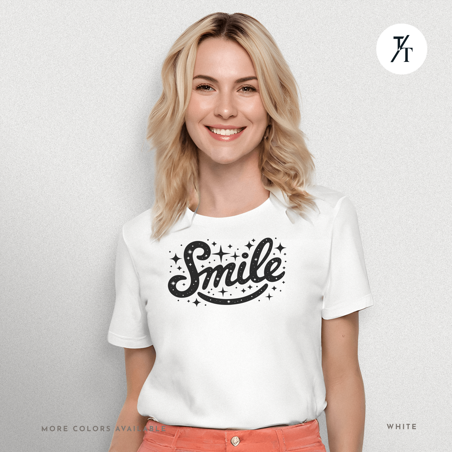 Smile T-Shirt – Retro Positive Graphic Tee with Sparkles