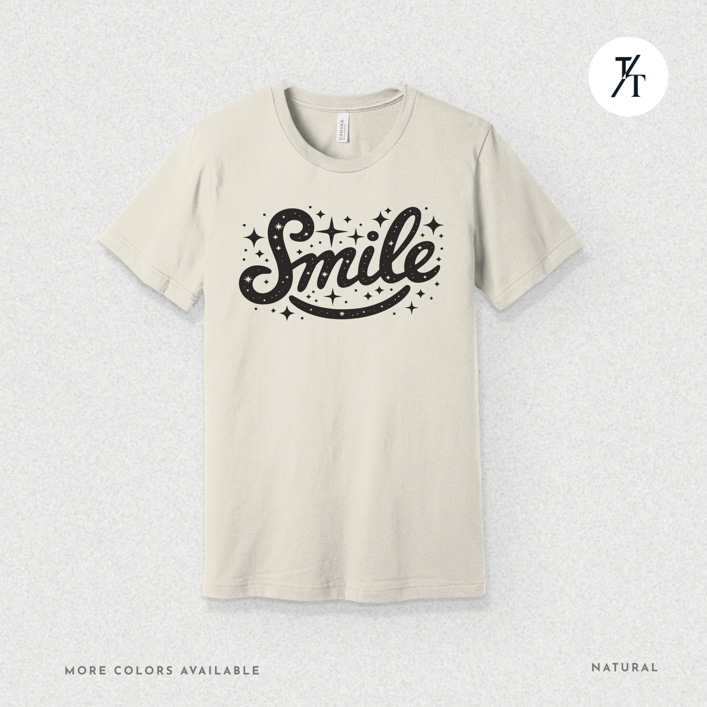 Smile T-Shirt – Retro Positive Graphic Tee with Sparkles