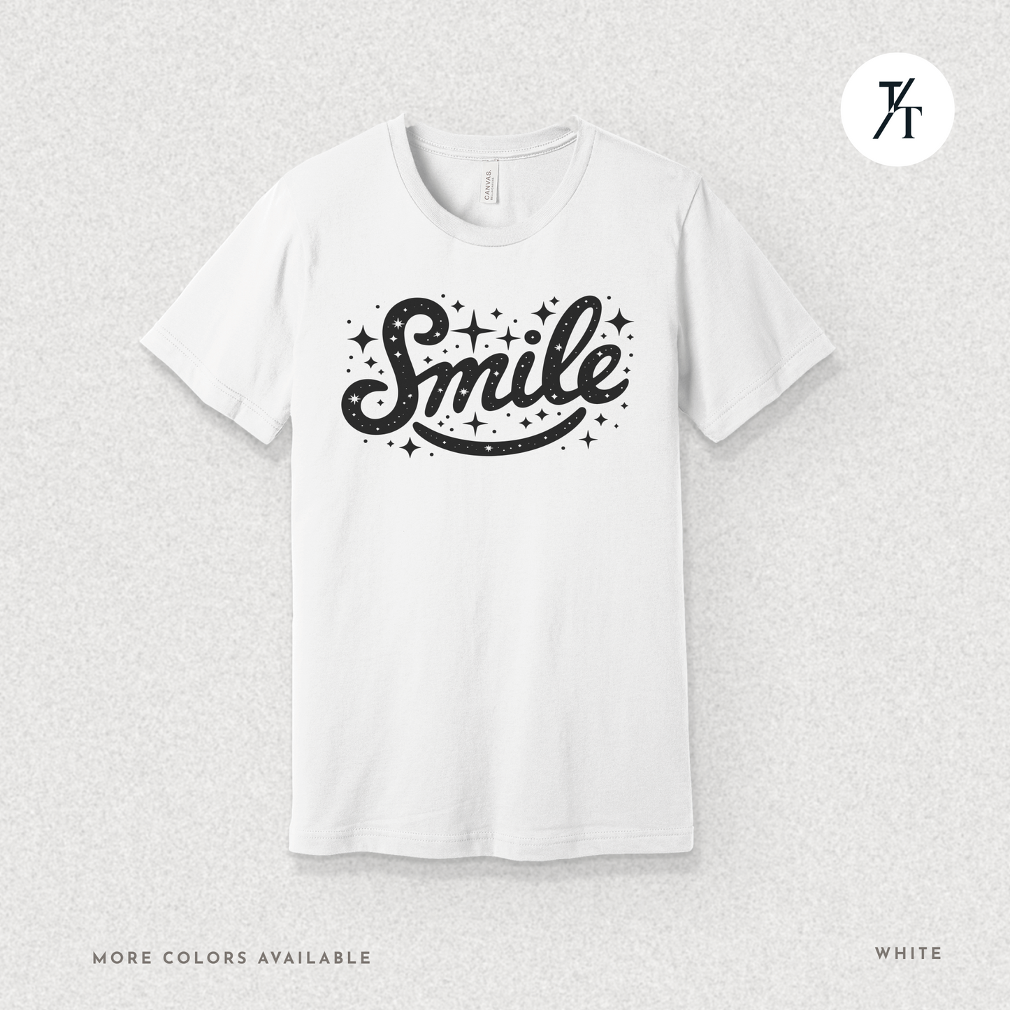 Smile T-Shirt – Retro Positive Graphic Tee with Sparkles