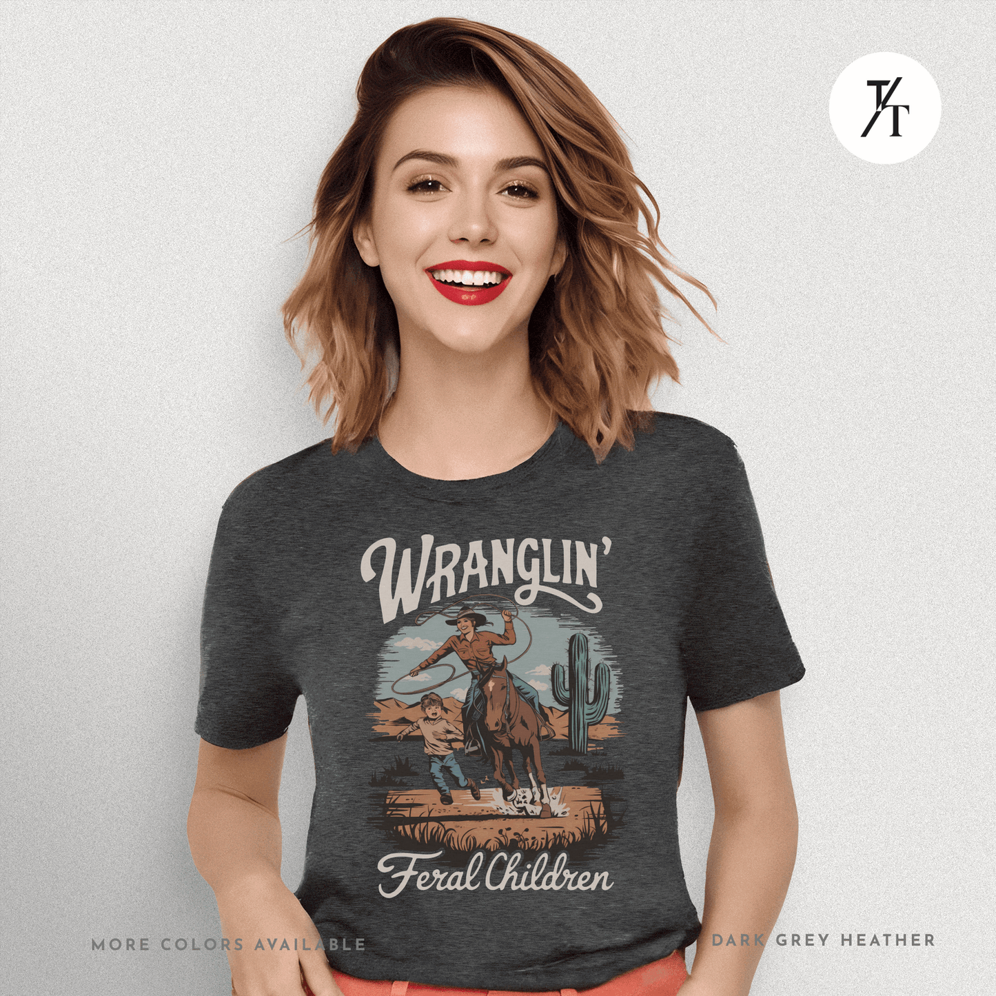 Wranglin Feral Kids Shirt Gift For Mom Country Funny Tee - Trendy/Timeless Studio