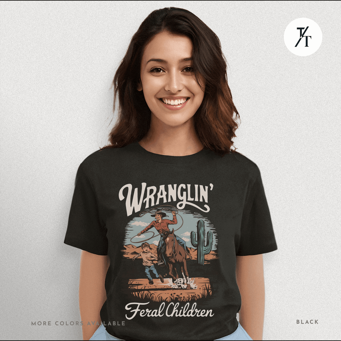 Wranglin Feral Kids Shirt Gift For Mom Country Funny Tee - Trendy/Timeless Studio