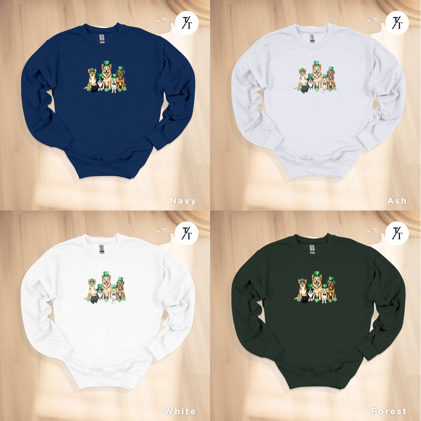 St Patricks Day Dog Paw Sweatshirt Lucky Dog Mom Apparel
