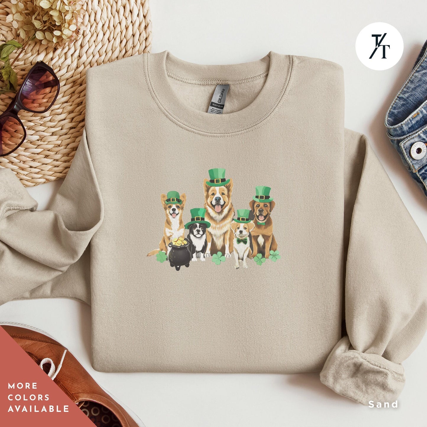 St Patricks Day Dog Paw Sweatshirt Lucky Dog Mom Apparel