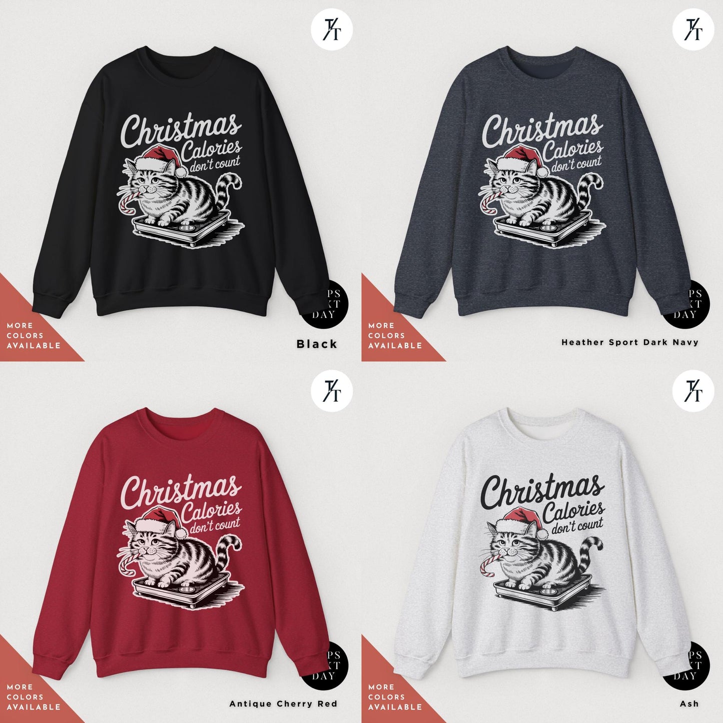 Cat Christmas Sweatshirt Gildan Christmas Calories Cats Lover