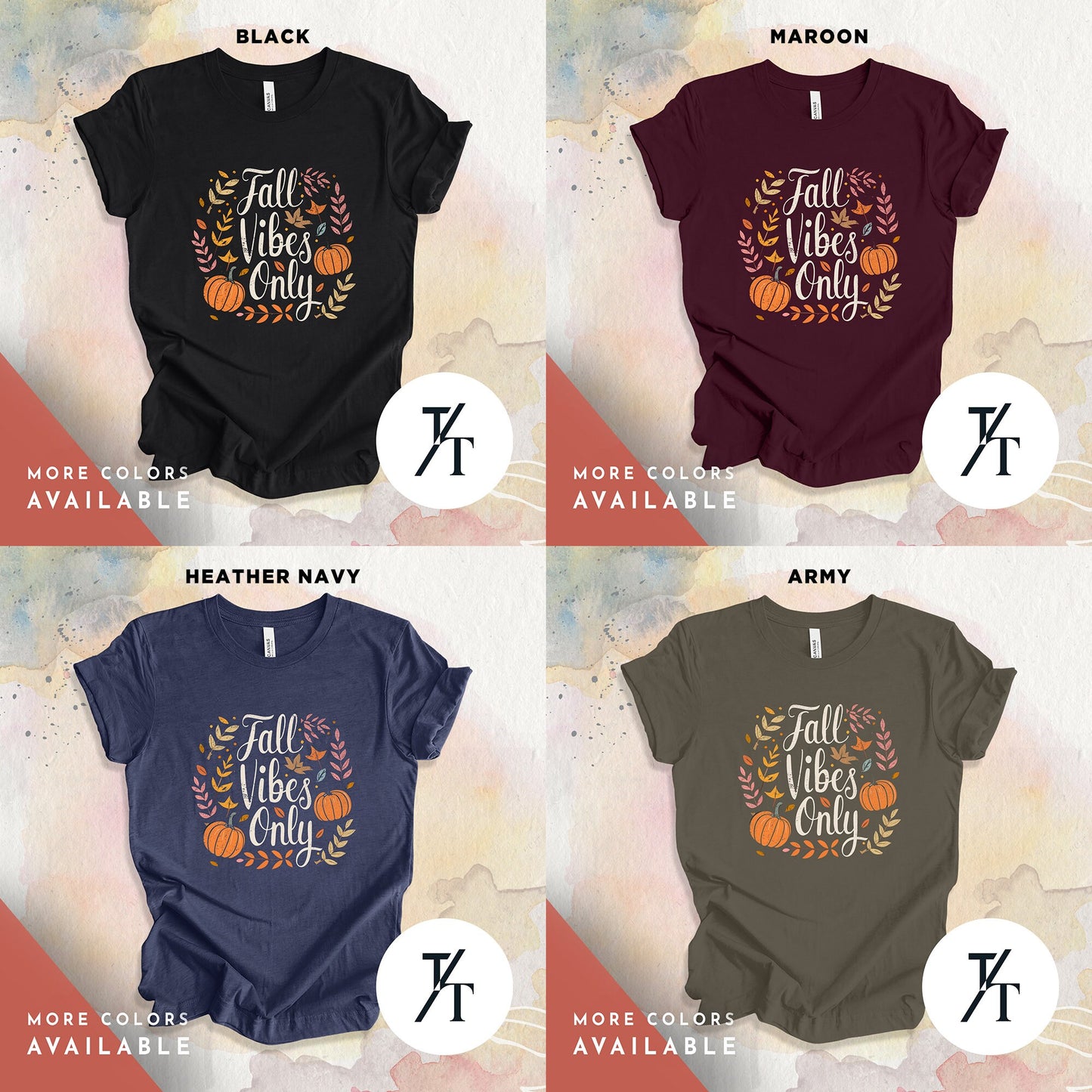 Cute Fall Graphic Tee for Women, Rustic Fall Vibes Only Design