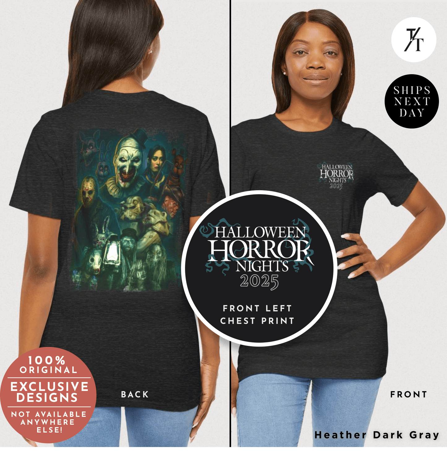 Exclusive Universal Studios Halloween Horror Nights 2025 Two-sided Original Design Horror Ensemble T-shirt