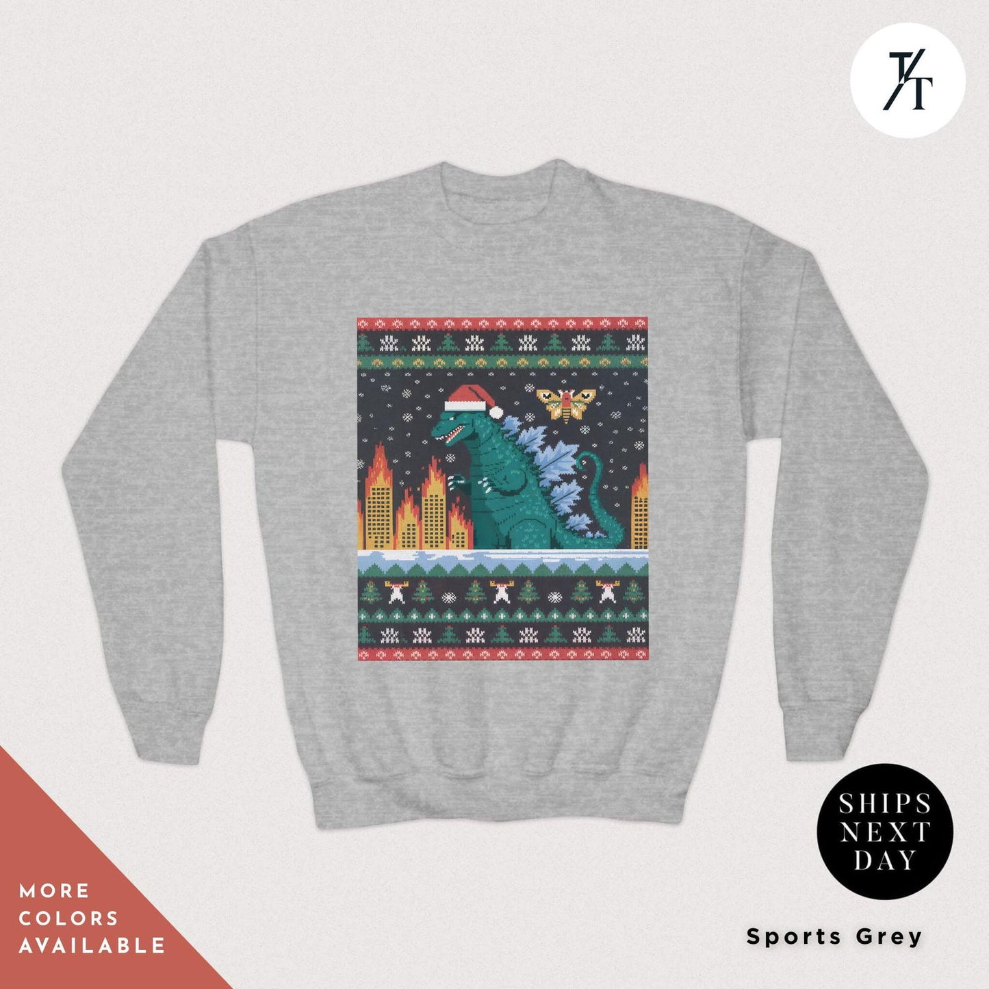 godzilla christmas shirt dinosaur ugly christmas sweater for kids Godzilla Sweatshirt sweater Kaiju Sweatshirt Anime Kids Shirts - Trendy/Timeless Studio