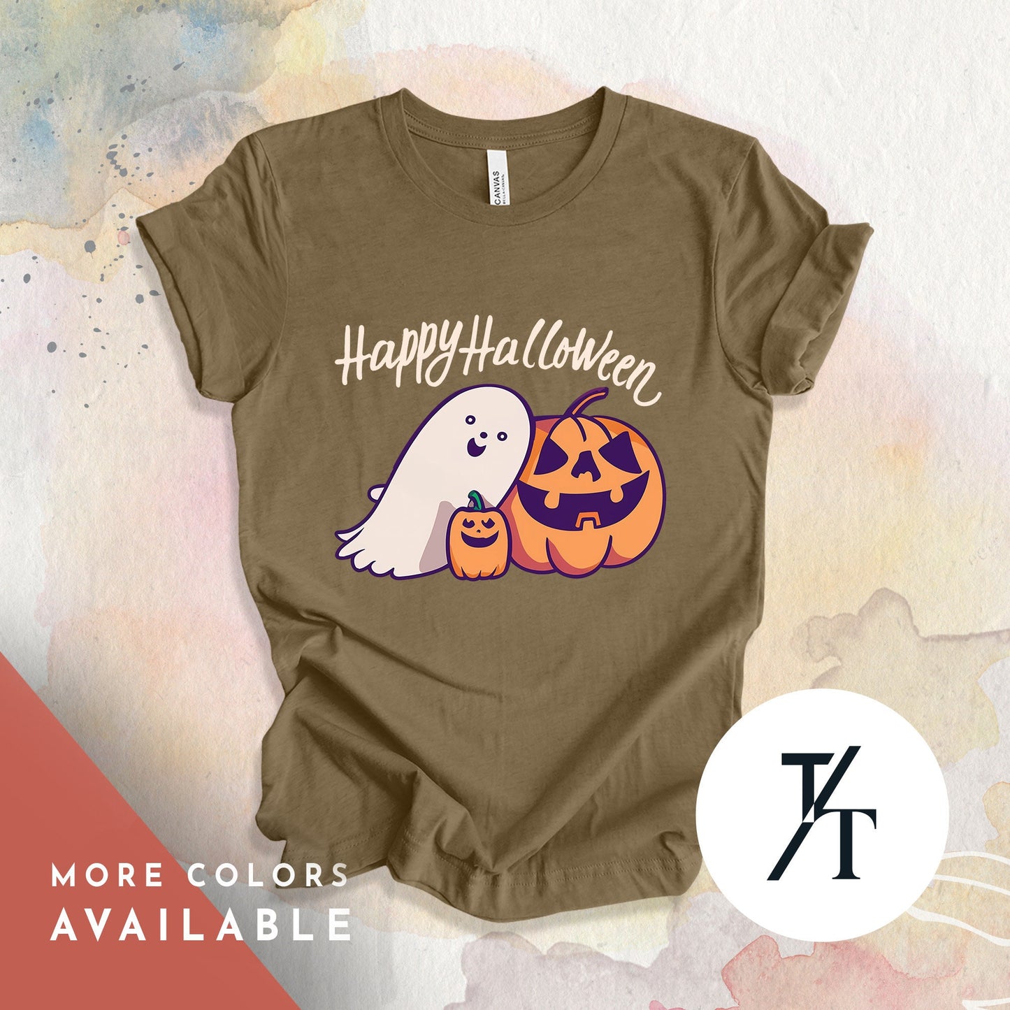 Happy Halloween Cute Ghost Shirt, Cute Vintage Ghost Tee, pumpkin spice shirt, Halloween Sweatshirt, Fall Vibes, Preppy Spooky Season