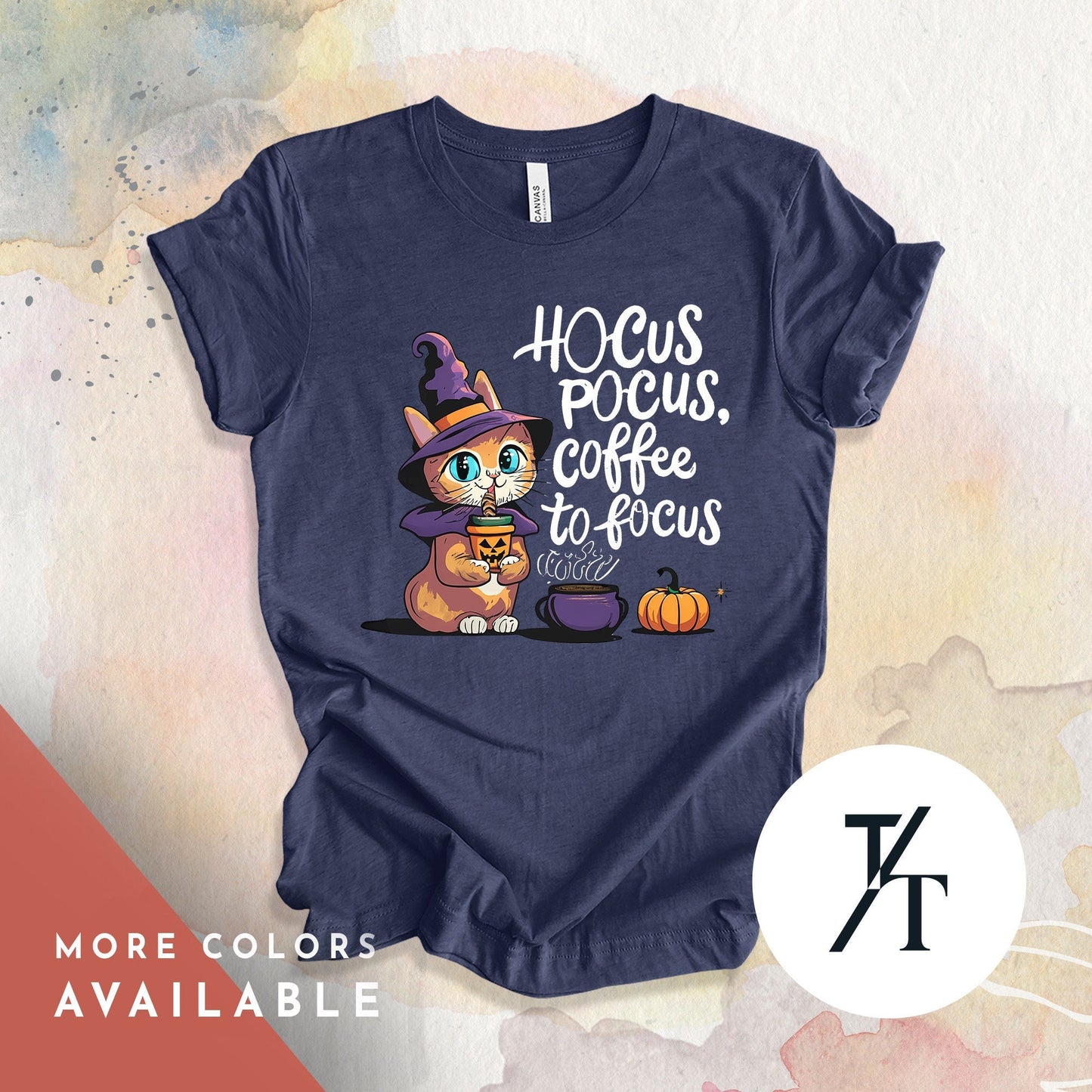 Black Cat Shirts cat coffee halloween shirt Coffee Lover Shirt, Cats Lover Gift, Spooky Season Shirts, Witch Hat Black Cats tee