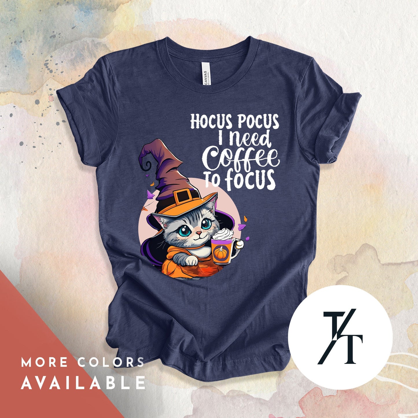 Funny cat coffee halloween shirt, Witchy Cat shirt, Coffee Lover tShirt, Halloween Shirts, Womens spooky season Tee