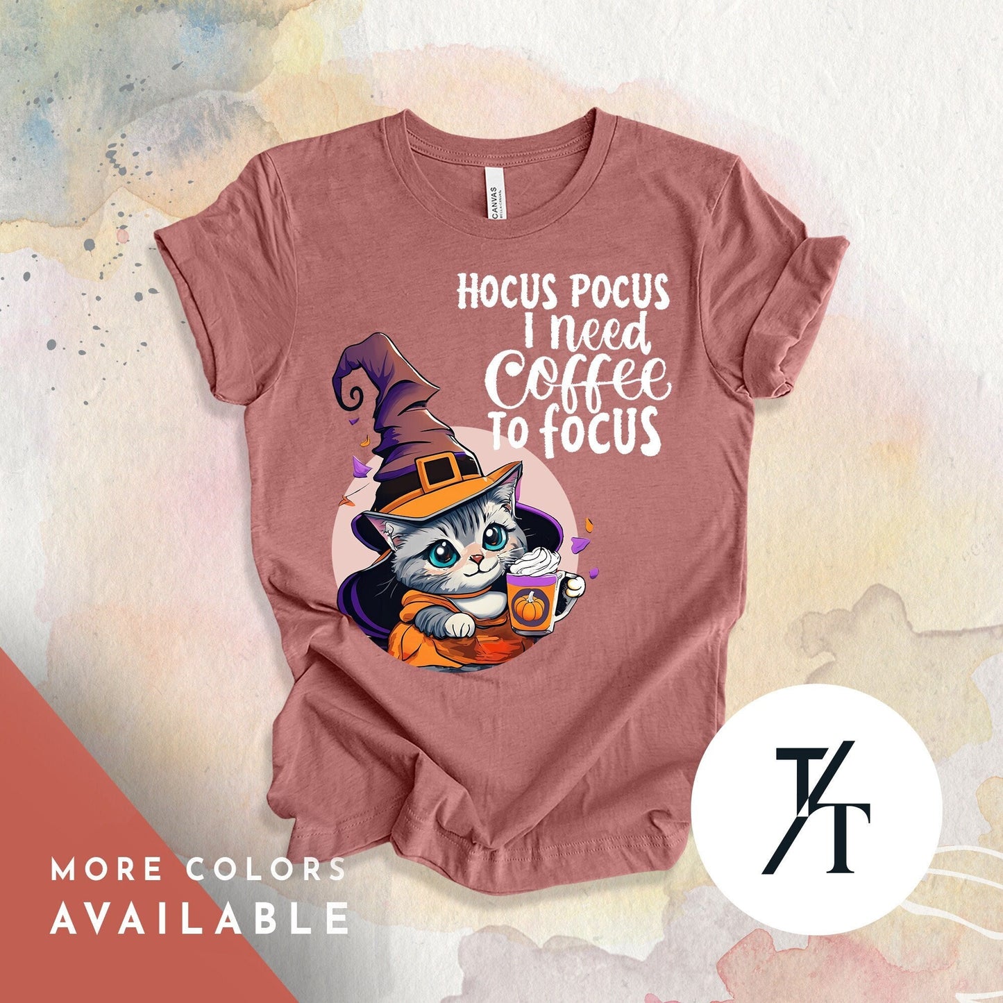 Funny cat coffee halloween shirt, Witchy Cat shirt, Coffee Lover tShirt, Halloween Shirts, Womens spooky season Tee
