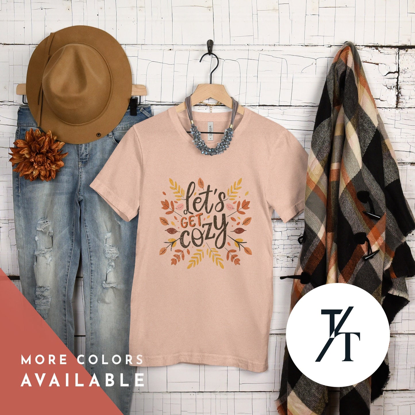 Let'S Get Cozy Shirt, Cozy Season Shirt, Fall Graphic Tees, Spooky Season tShirt, Fall tshirt, thanksgiving tee, Halloween Sweatshirt,