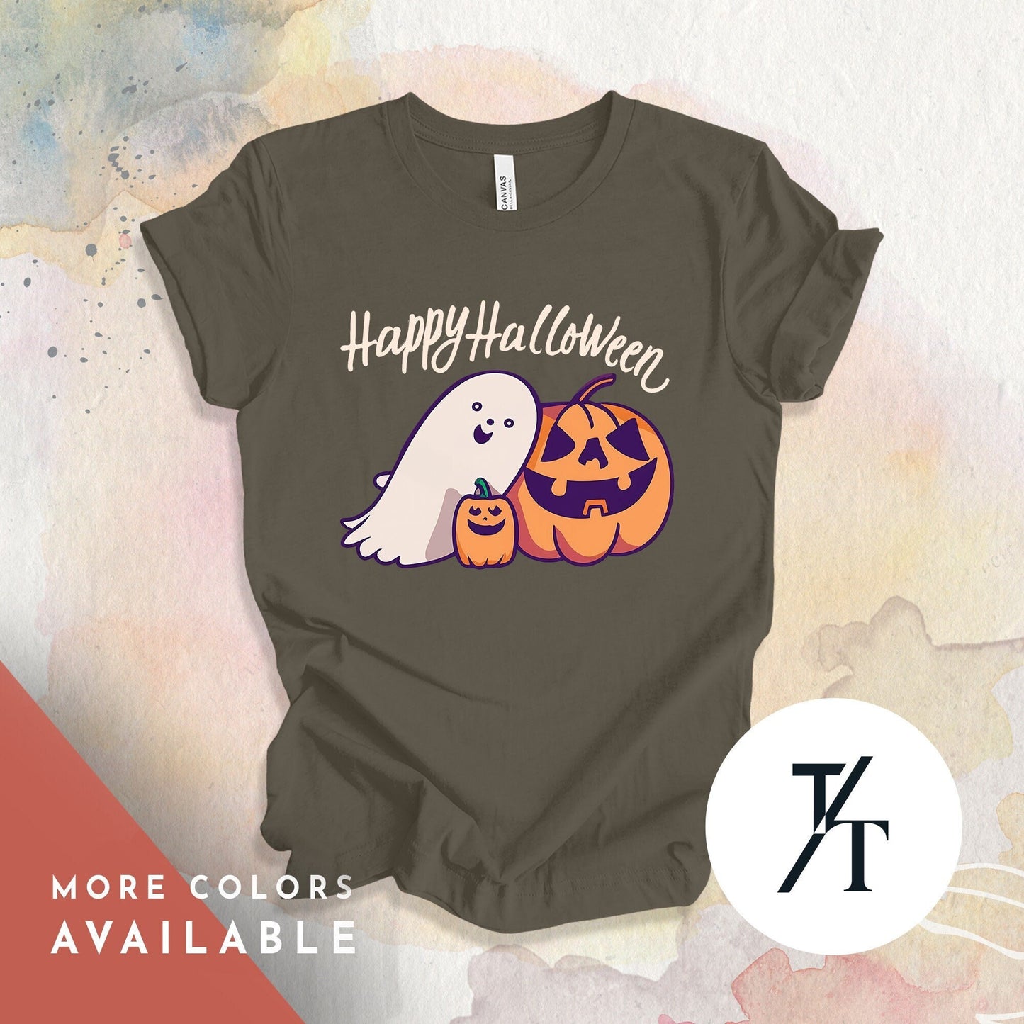 Happy Halloween Cute Ghost Shirt, Cute Vintage Ghost Tee, pumpkin spice shirt, Halloween Sweatshirt, Fall Vibes, Preppy Spooky Season