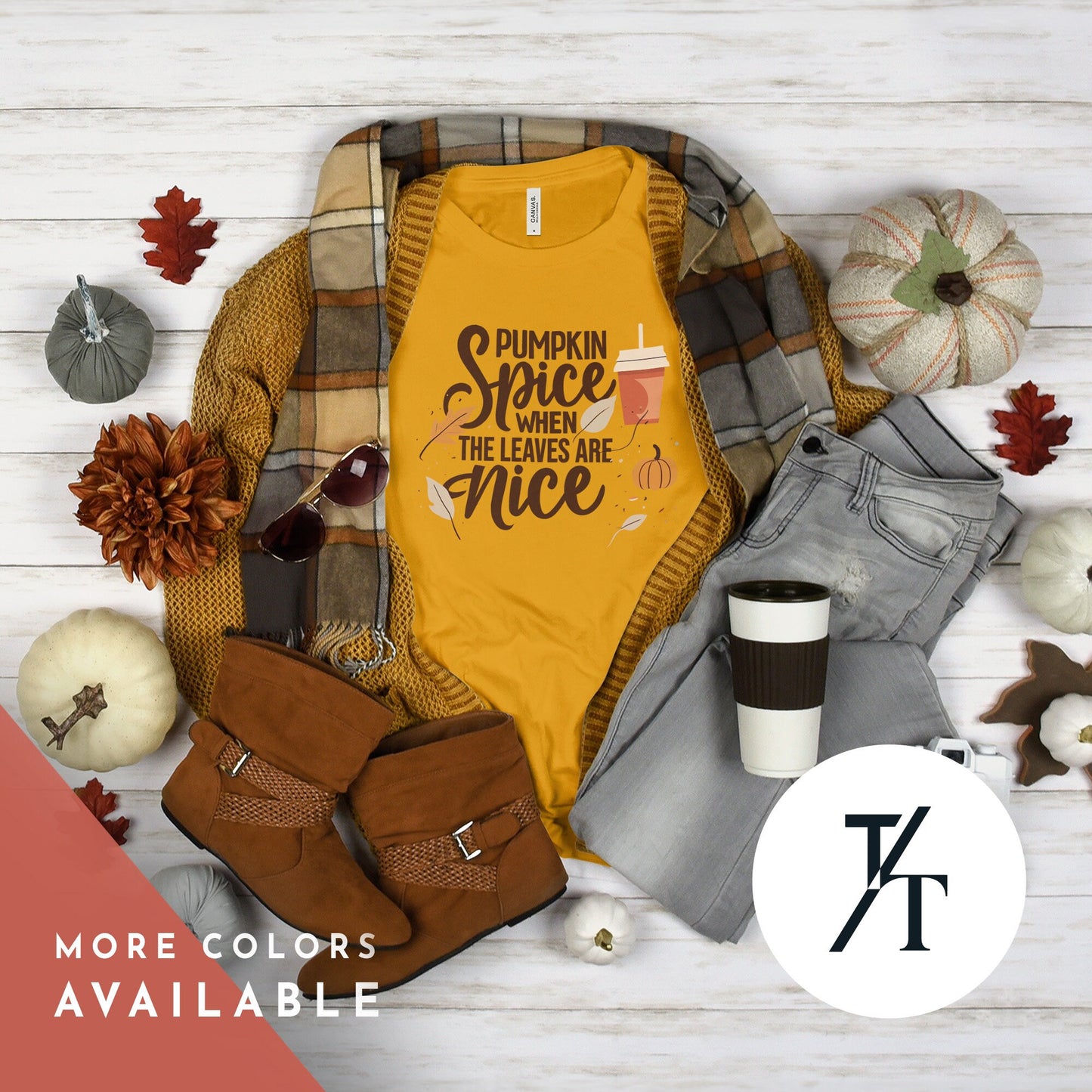 a shirt that says pumpkin spice the whole nice, Autumn Leaves and Pumpkins Please Shirt, Cute Fall Tee, Thanksgiving Gift, Sweater Weather Top, Pumpkin Spice, Teacher Fall Shirt