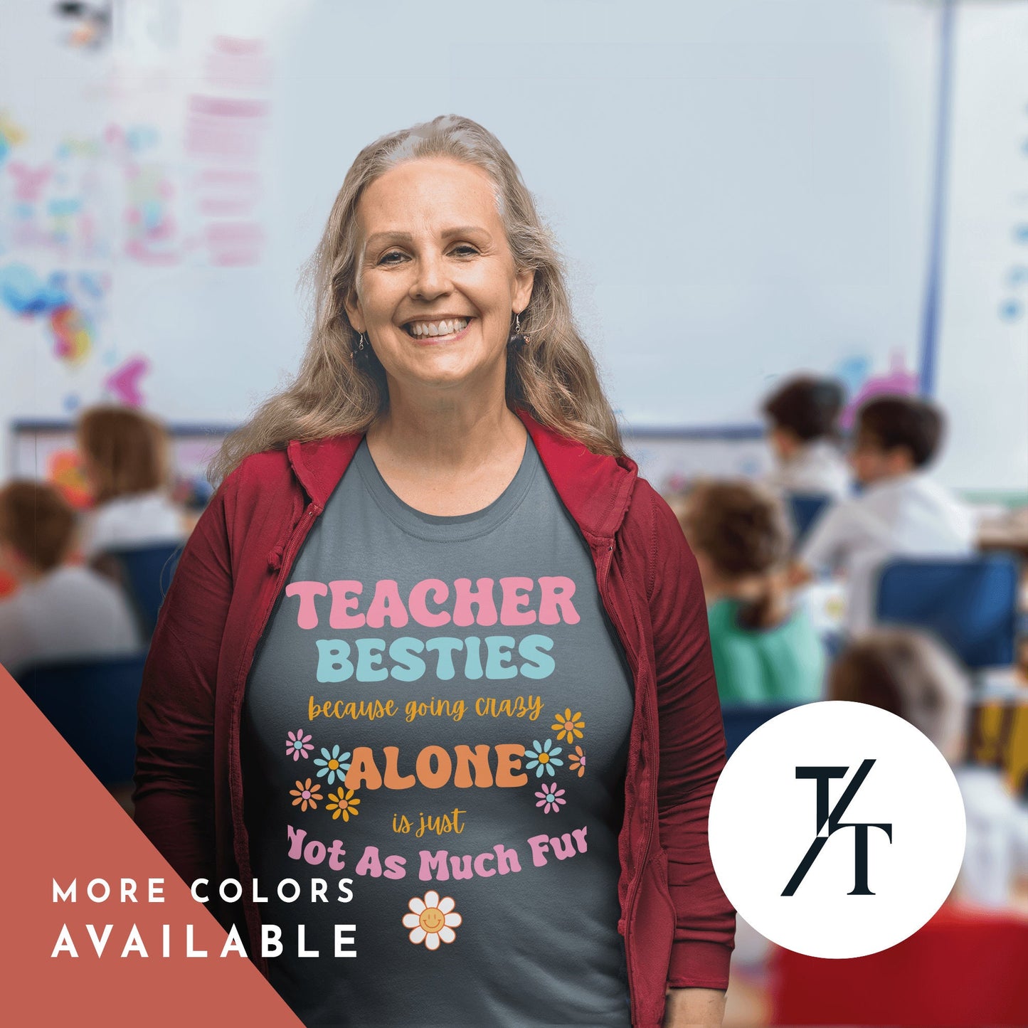 teacher besties because going crazy alone is just not as much fun shirt, Going Crazy Together, Group Office Shirt, School Office Staff