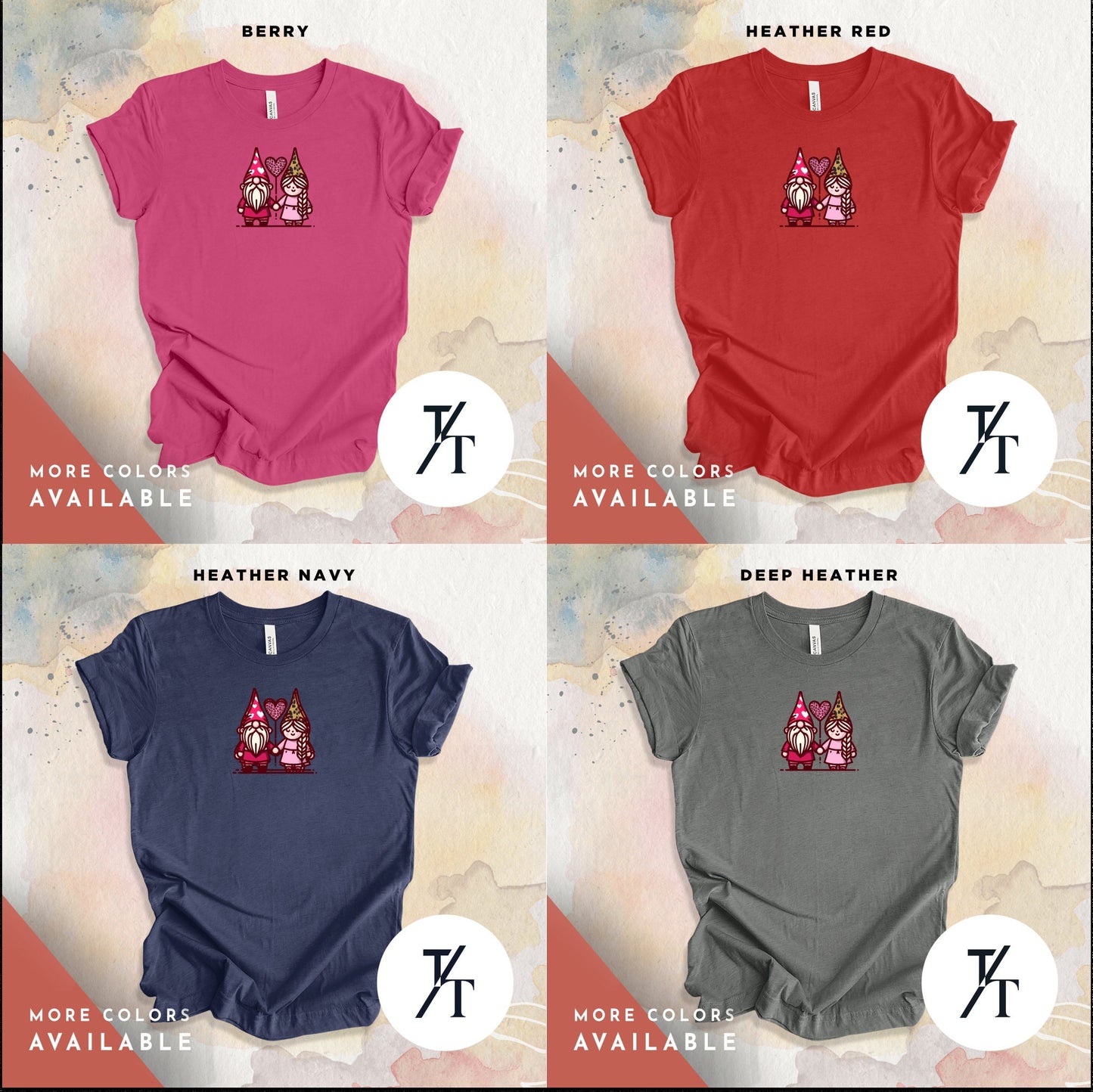 3 Happy adorable valentines day gnomes t-shirt