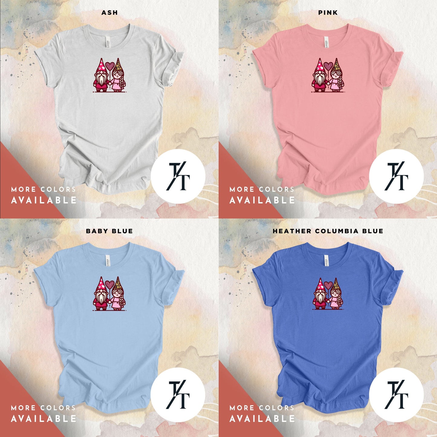 3 Happy adorable valentines day gnomes t-shirt