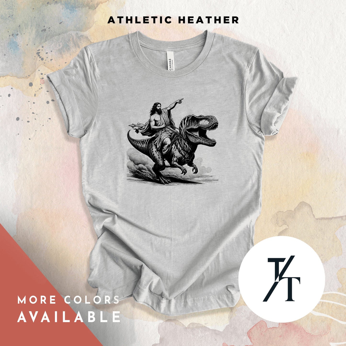 a t - shirt with an image of a man riding a horse