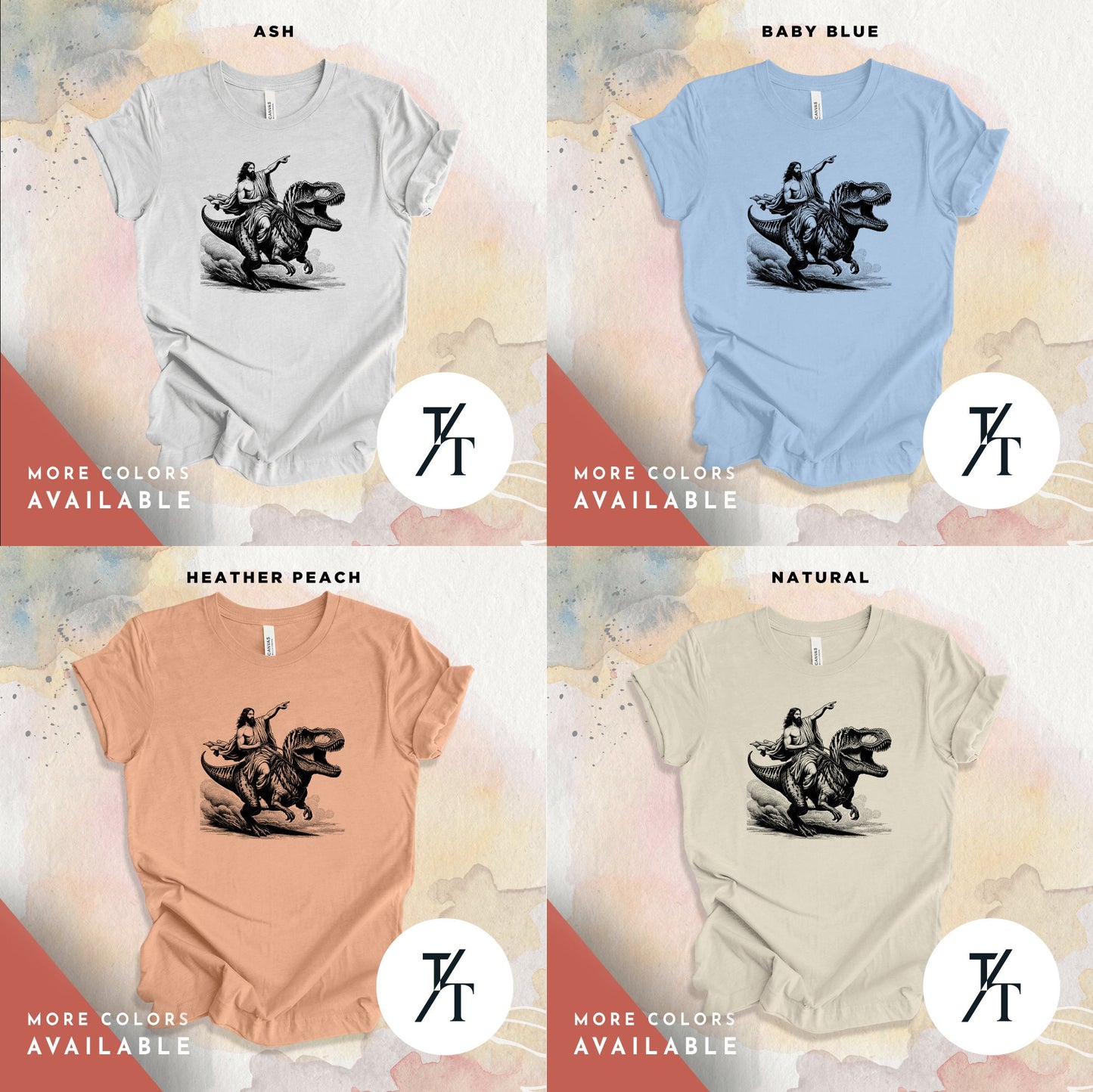 a series of four t - shirts with a horse and rider on it
