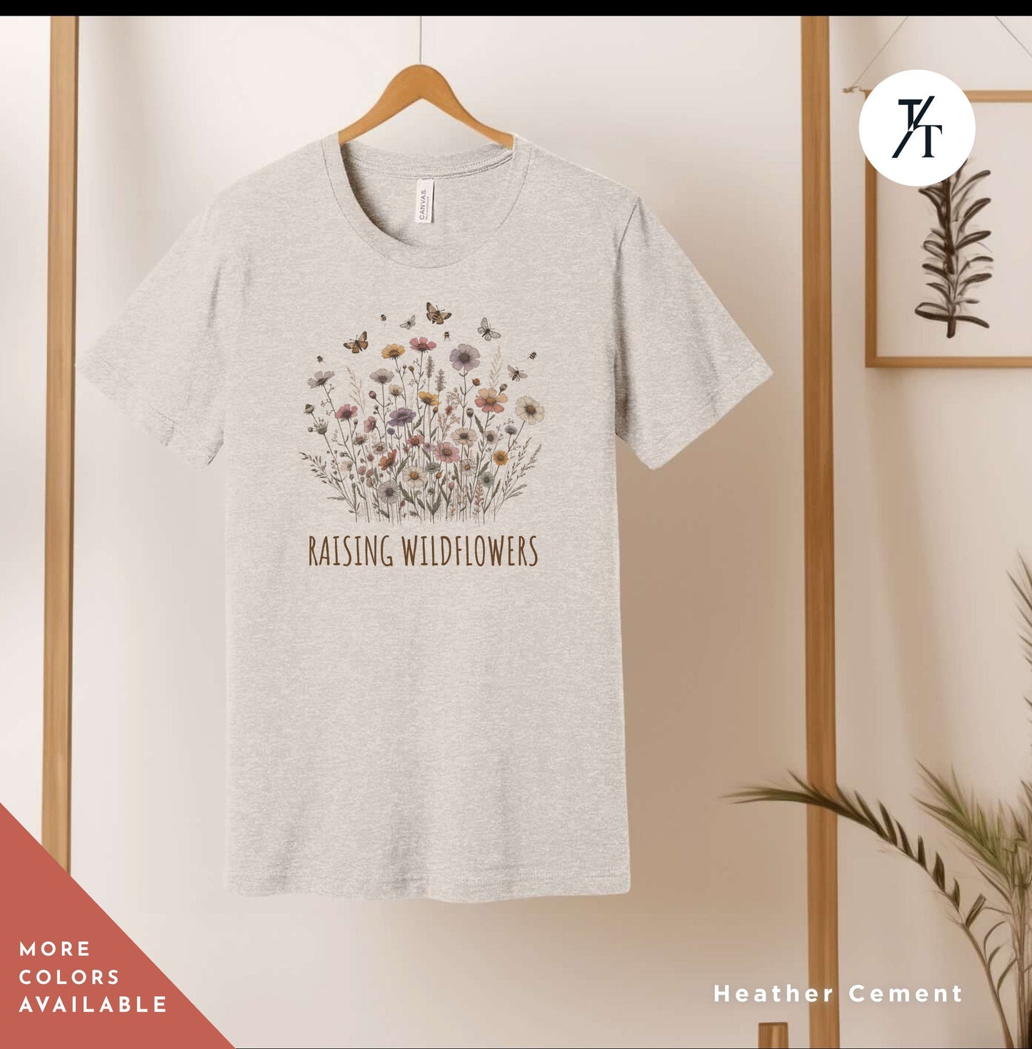 Boho Wildflower Shirt - Gift For Her, Vintage Floral, Wild Horses, Bestseller Botanical Cottagecore Tee, Oversized