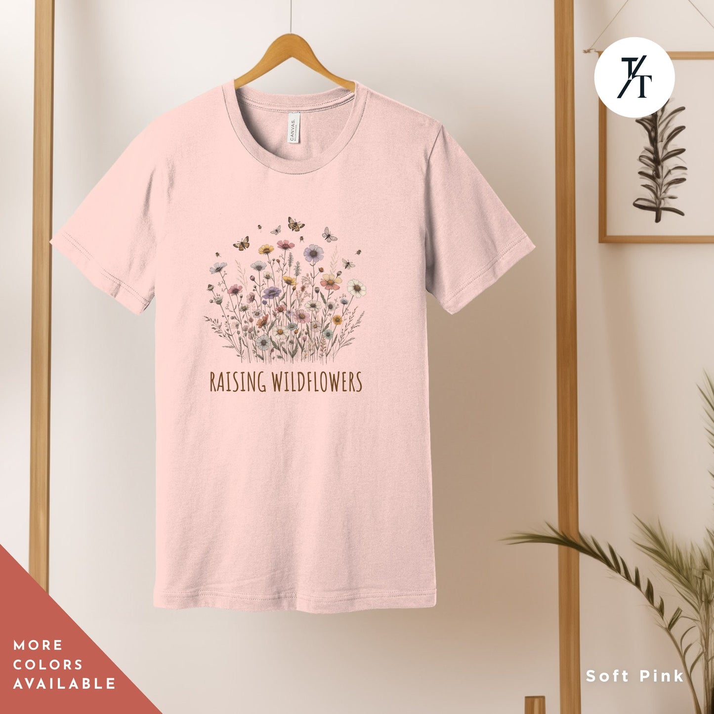 Boho Wildflower Shirt - Gift For Her, Vintage Floral, Wild Horses, Bestseller Botanical Cottagecore Tee, Oversized