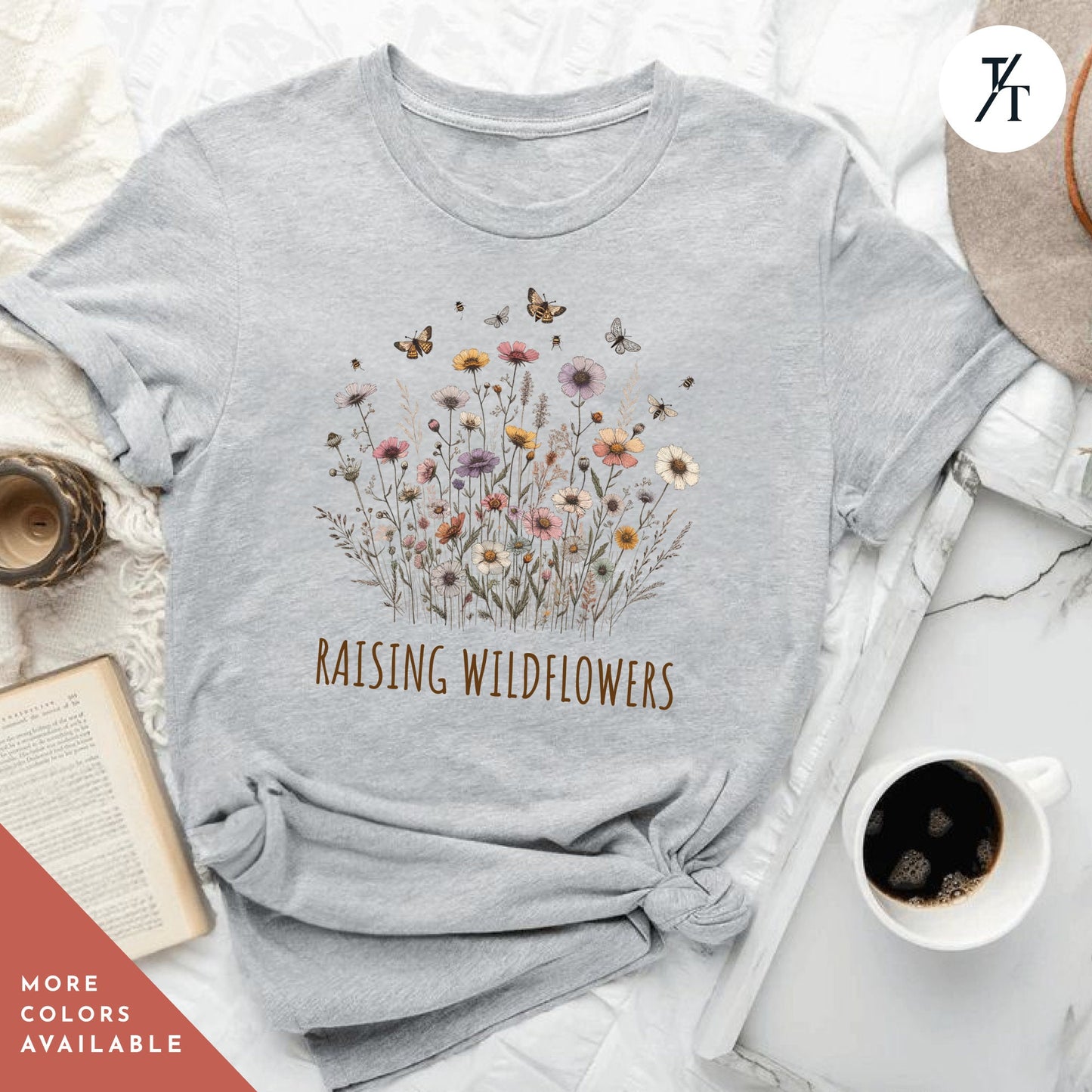Boho Wildflower Shirt - Gift For Her, Vintage Floral, Wild Horses, Bestseller Botanical Cottagecore Tee, Oversized