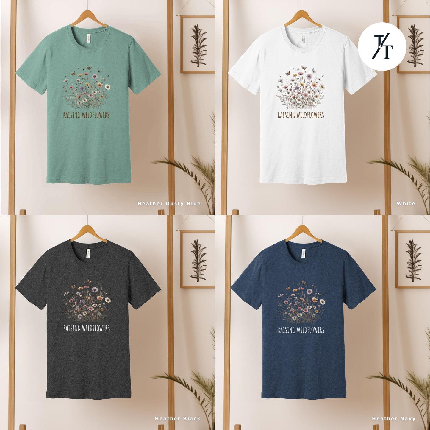Boho Wildflower Shirt - Gift For Her, Vintage Floral, Wild Horses, Bestseller Botanical Cottagecore Tee, Oversized