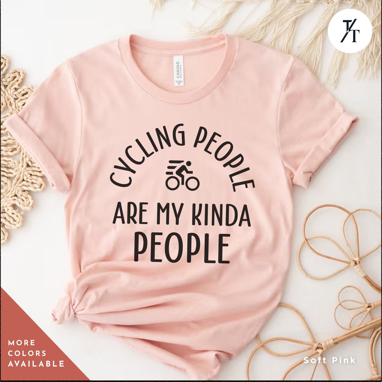 a pink shirt that says cycling people are my kinda people