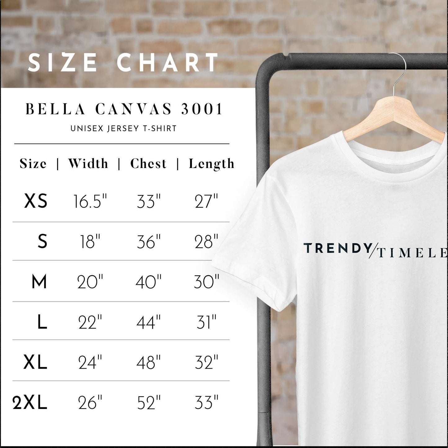 a white t - shirt with measurements for a size chart
