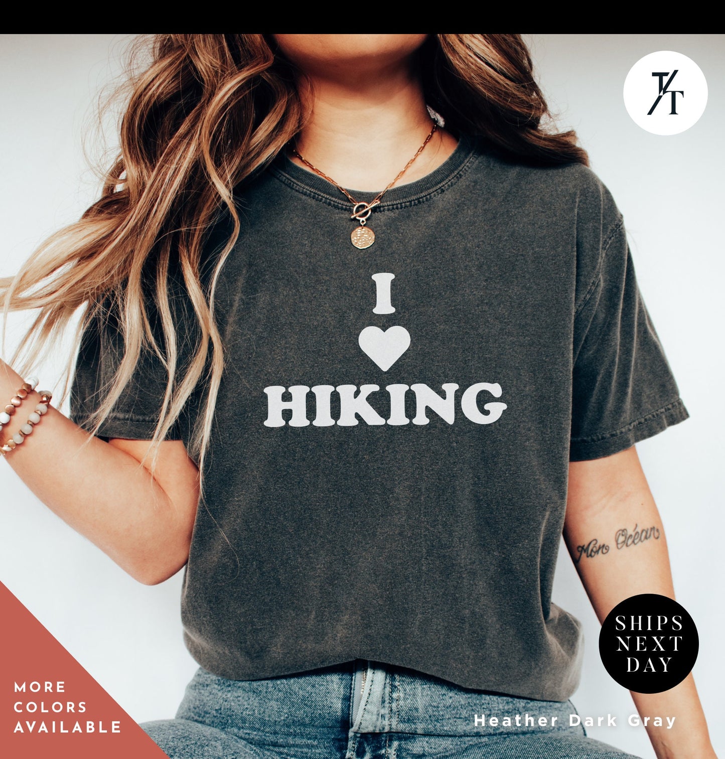 I love hiking shirt, I heart hiking tee, Camping Shirts, Adventure tee, Nature Lover Gift, Camping Gift, Nature Lover