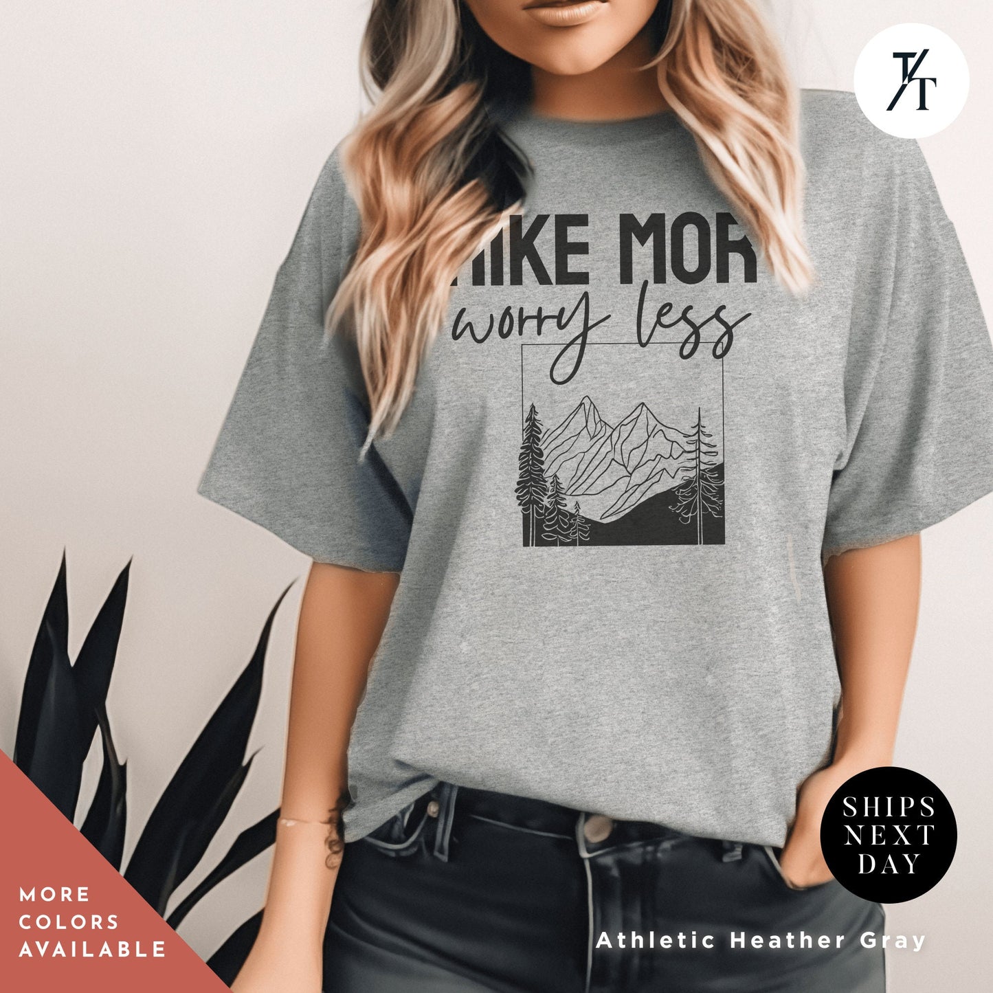 a woman wearing a t - shirt that says make mom worry less