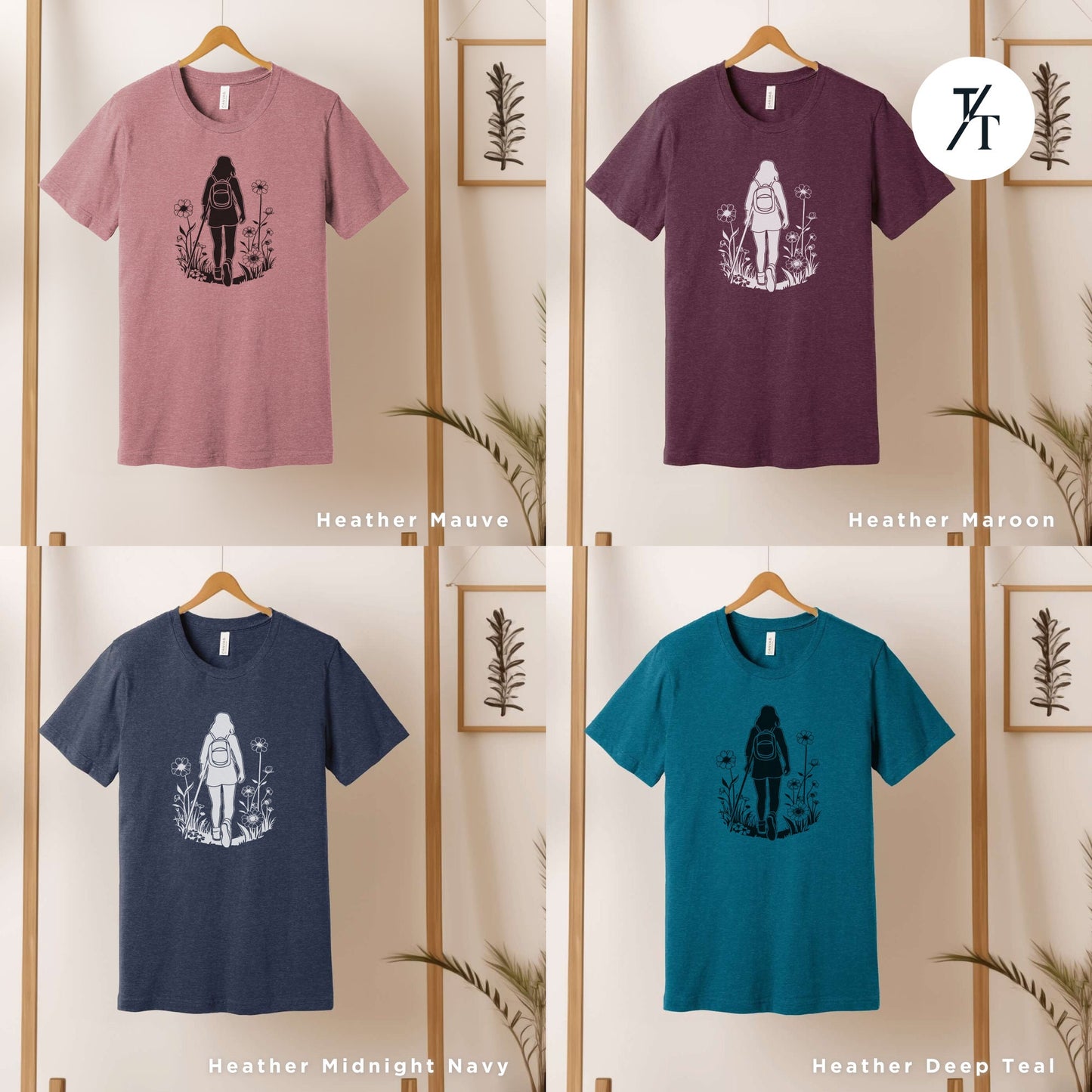 four t - shirts with different designs on them