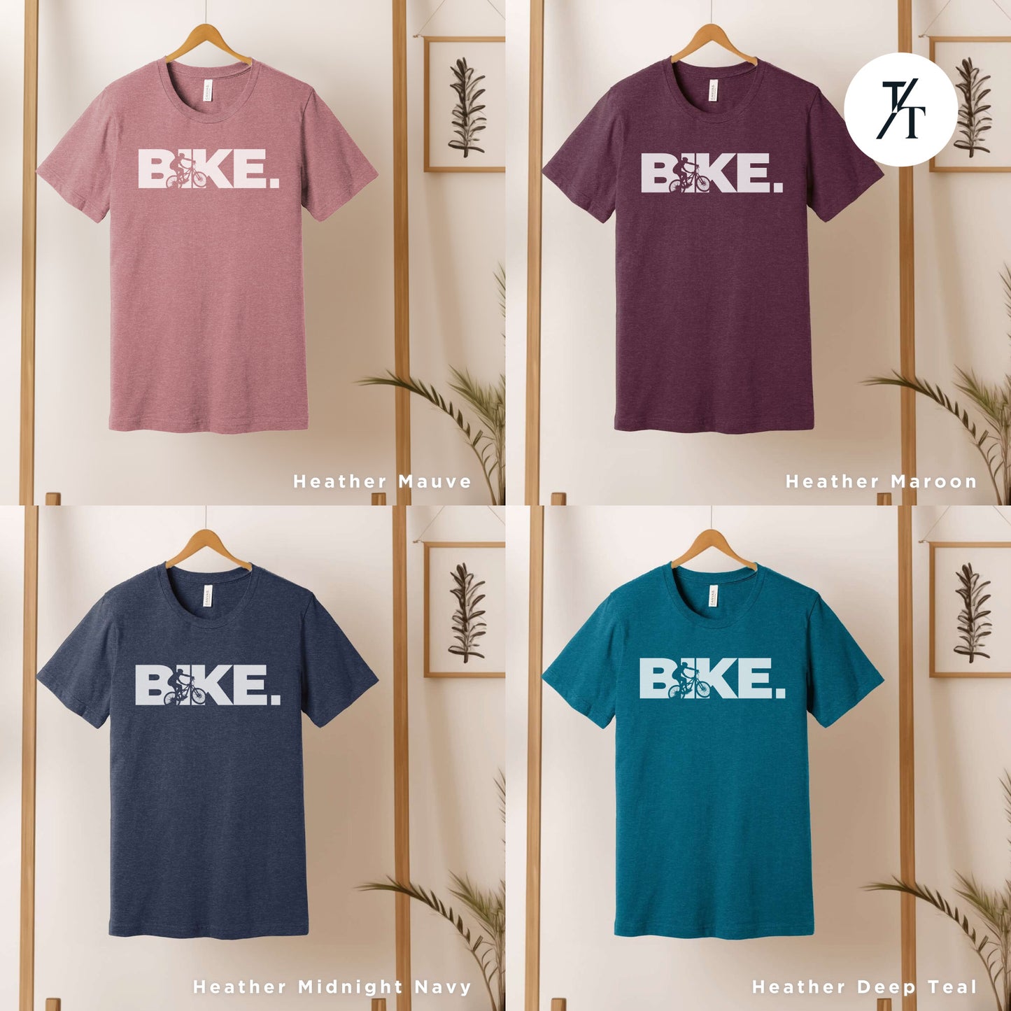 six t - shirts with the words bike on them