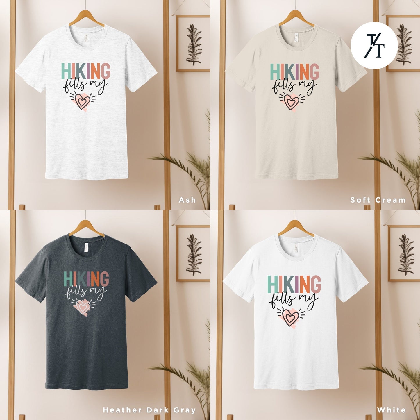 a bunch of t - shirts hanging on a rack