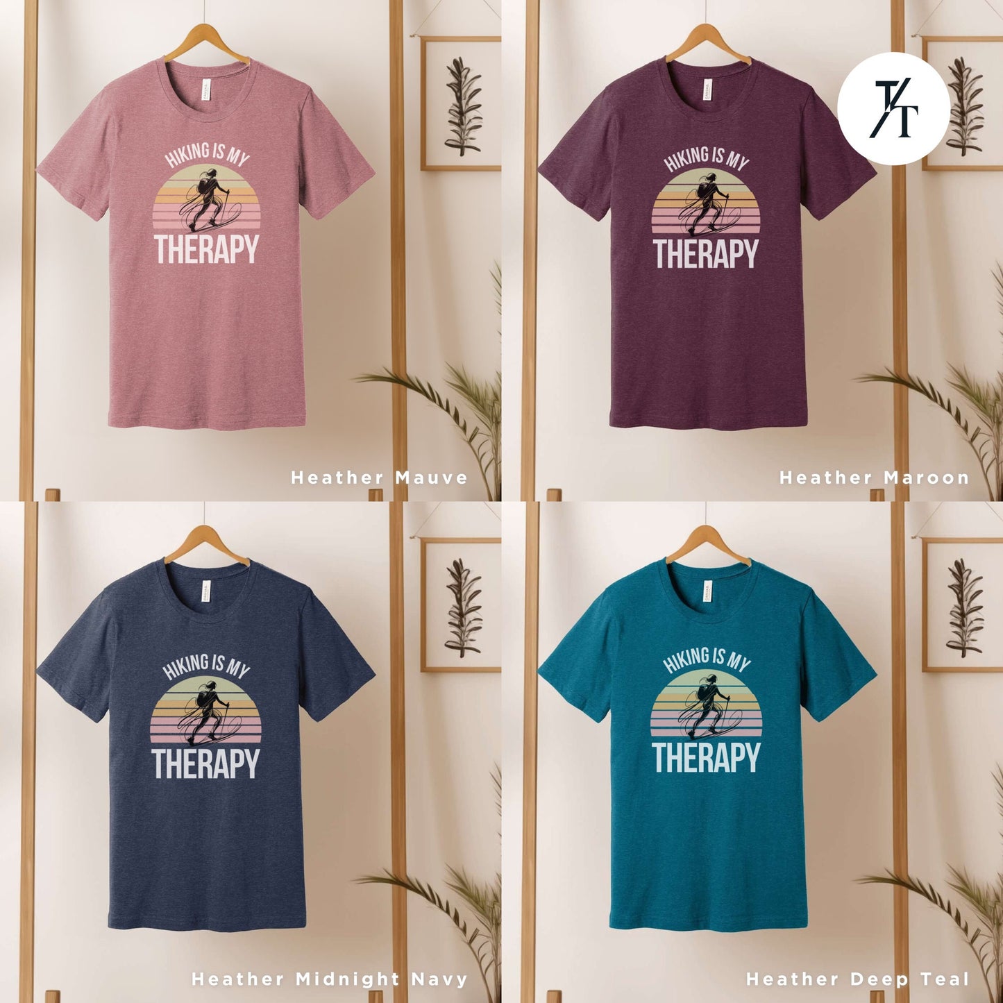 six t - shirts of different colors with the words, surfing is therapy