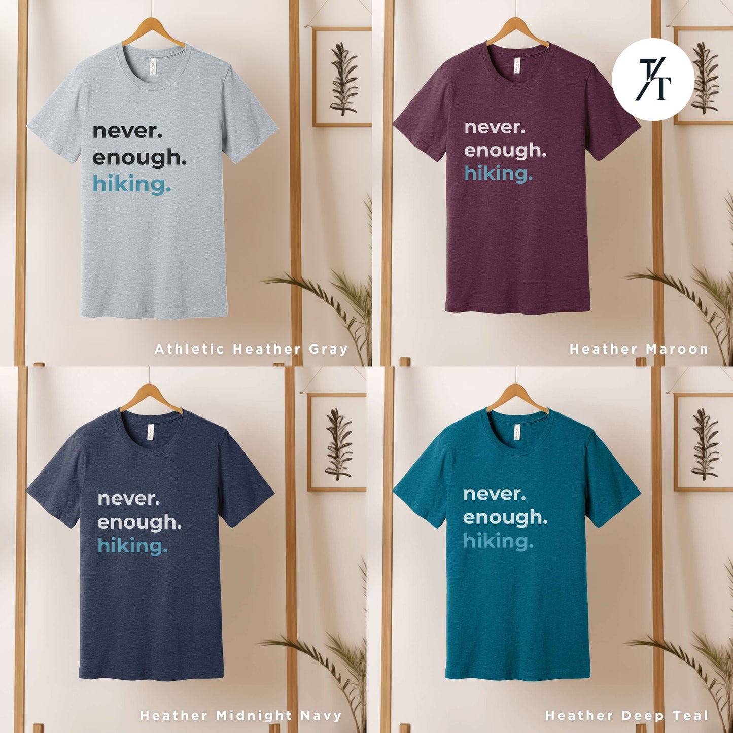 six t - shirts that say never enough thinking