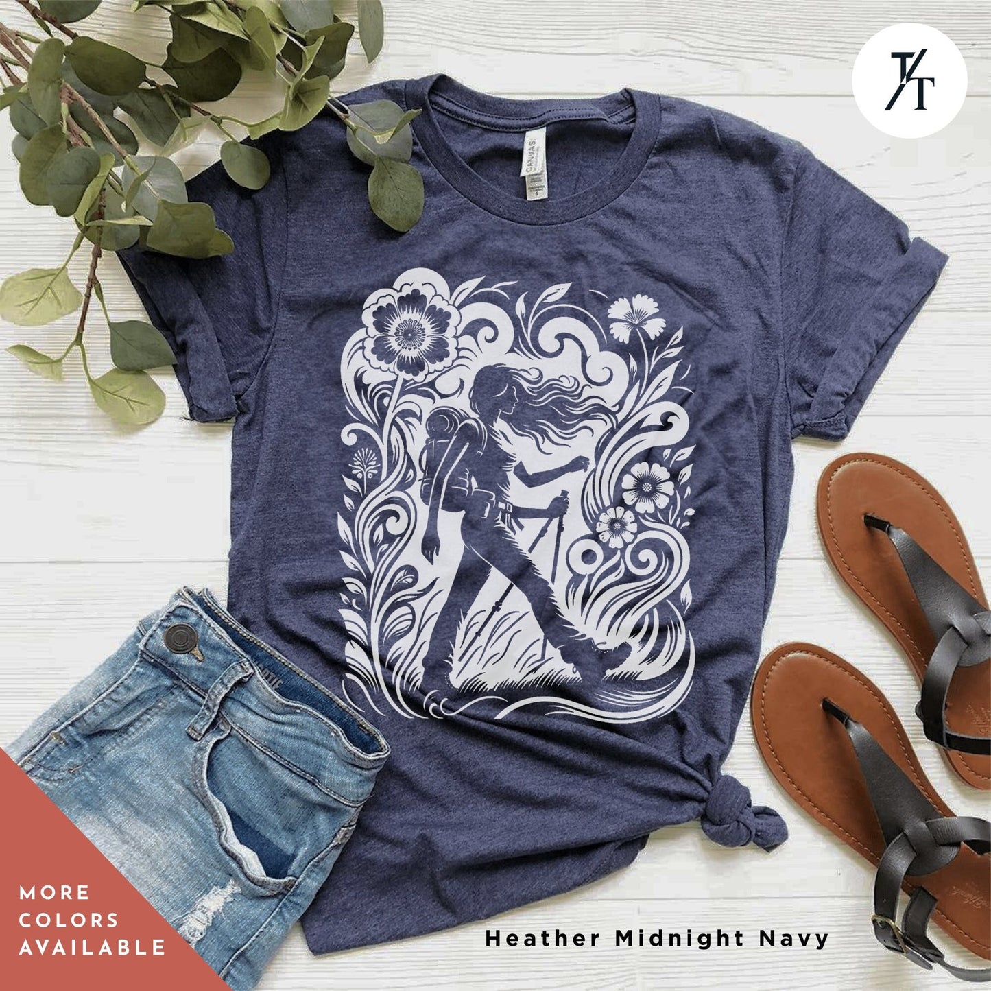 a t - shirt with a graphic of a woman on it Hiking Shirt, Hiking Gift, Nature Shirt, Travel tee, Mountain tShirt, Gift For Hiker, Wanderlust t-Shirt, Camping tshirt, hiking tee