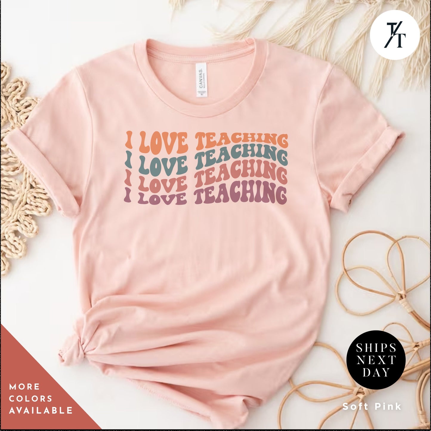 a pink t - shirt that says i love teaching i love teaching, I love Teaching Teacher Team T-Shirt, teacher t shirt best seller, Last Day Of School, Teacher tShirts, Test Day Shirt, Teacher Tee