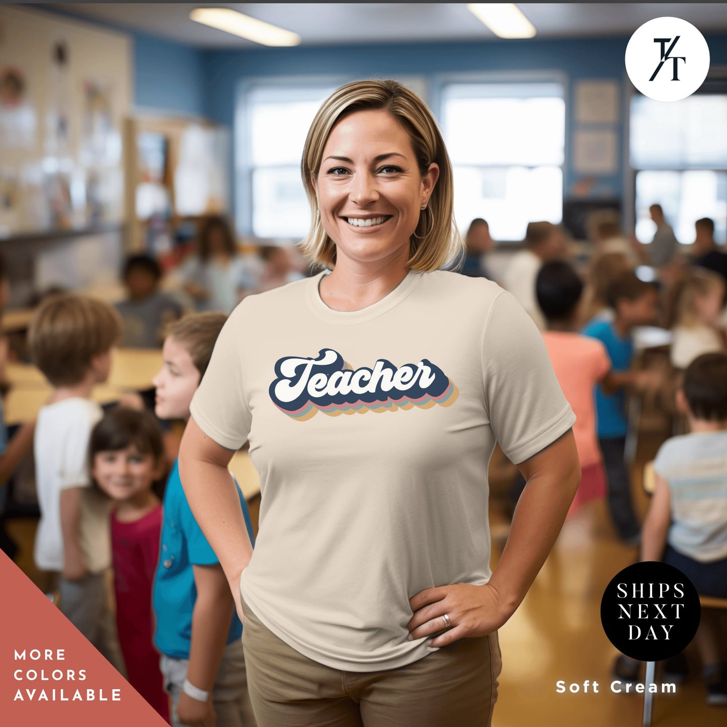 a woman standing in front of a group of children, Teacher Team T-Shirt, teacher t shirt best seller, Last Day Of School, Teacher tShirts, Test Day Shirt, Teacher Tee, Back To School