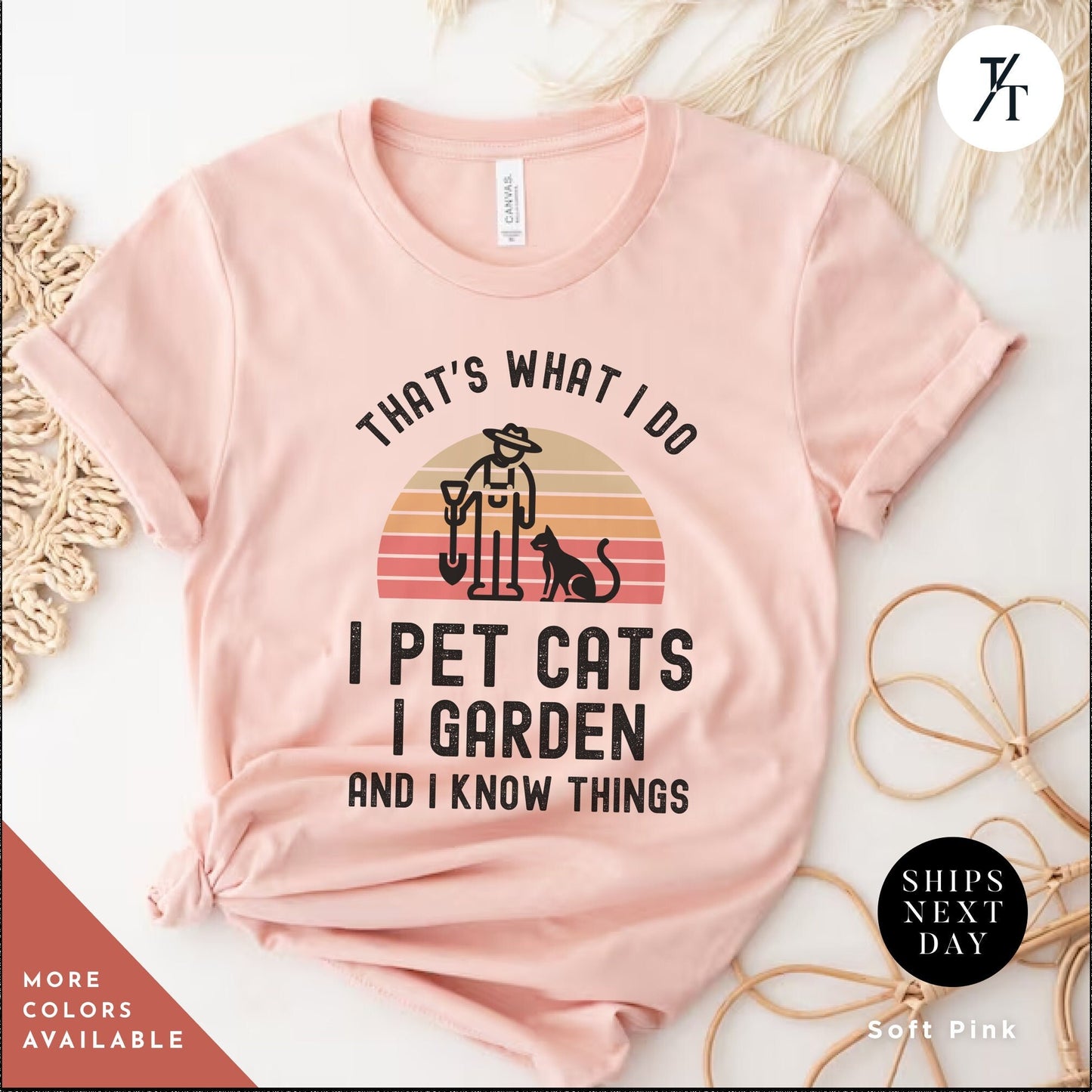 a pink shirt that says, that's what i do i pet cats i