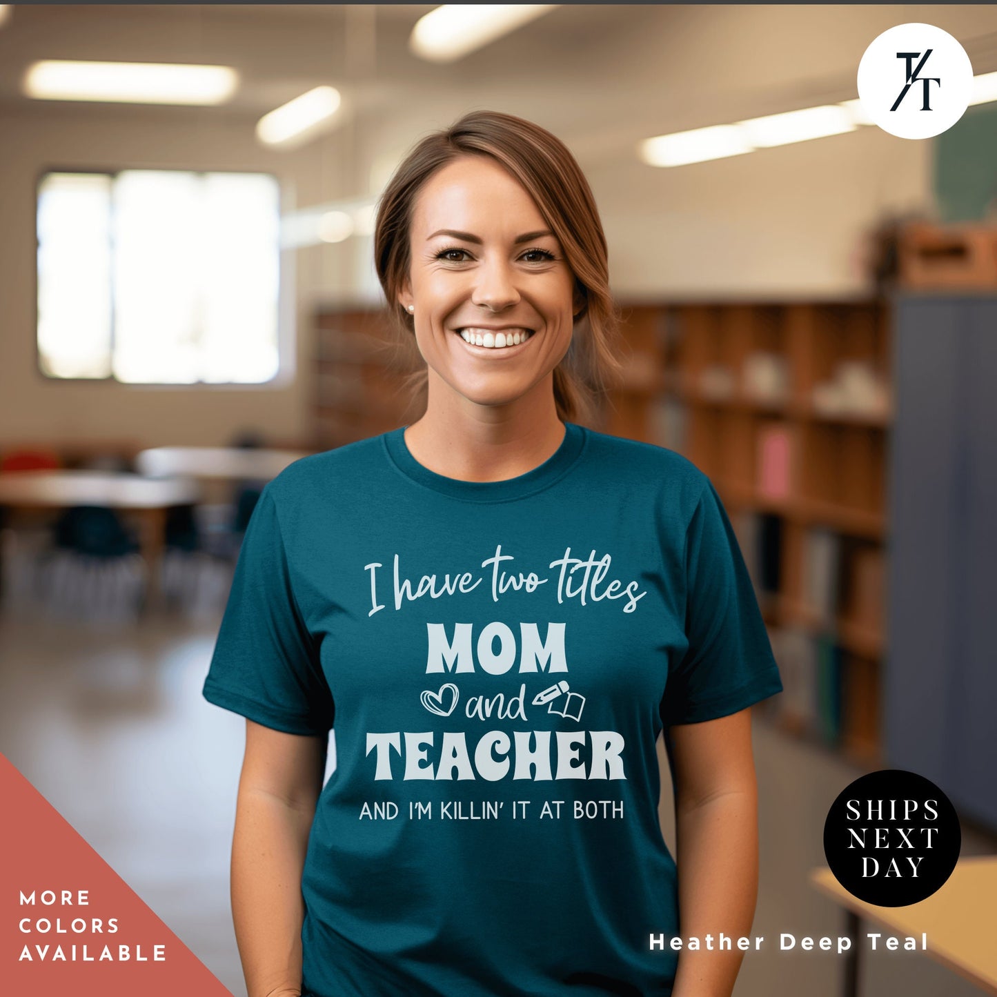 a woman wearing a t - shirt that says i have too littles, mom
